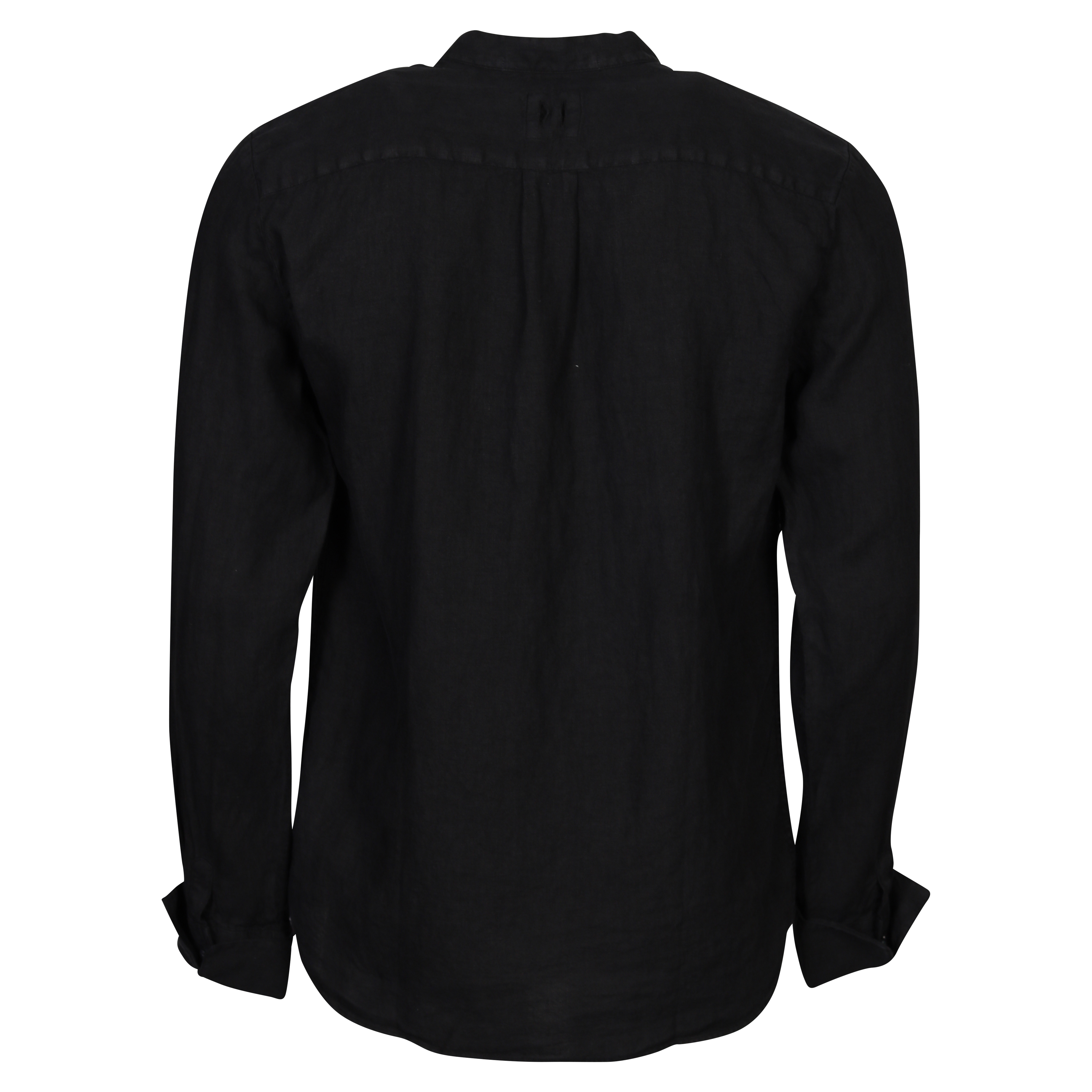 Hannes Roether Linen Buttoned Through Shirt in Black