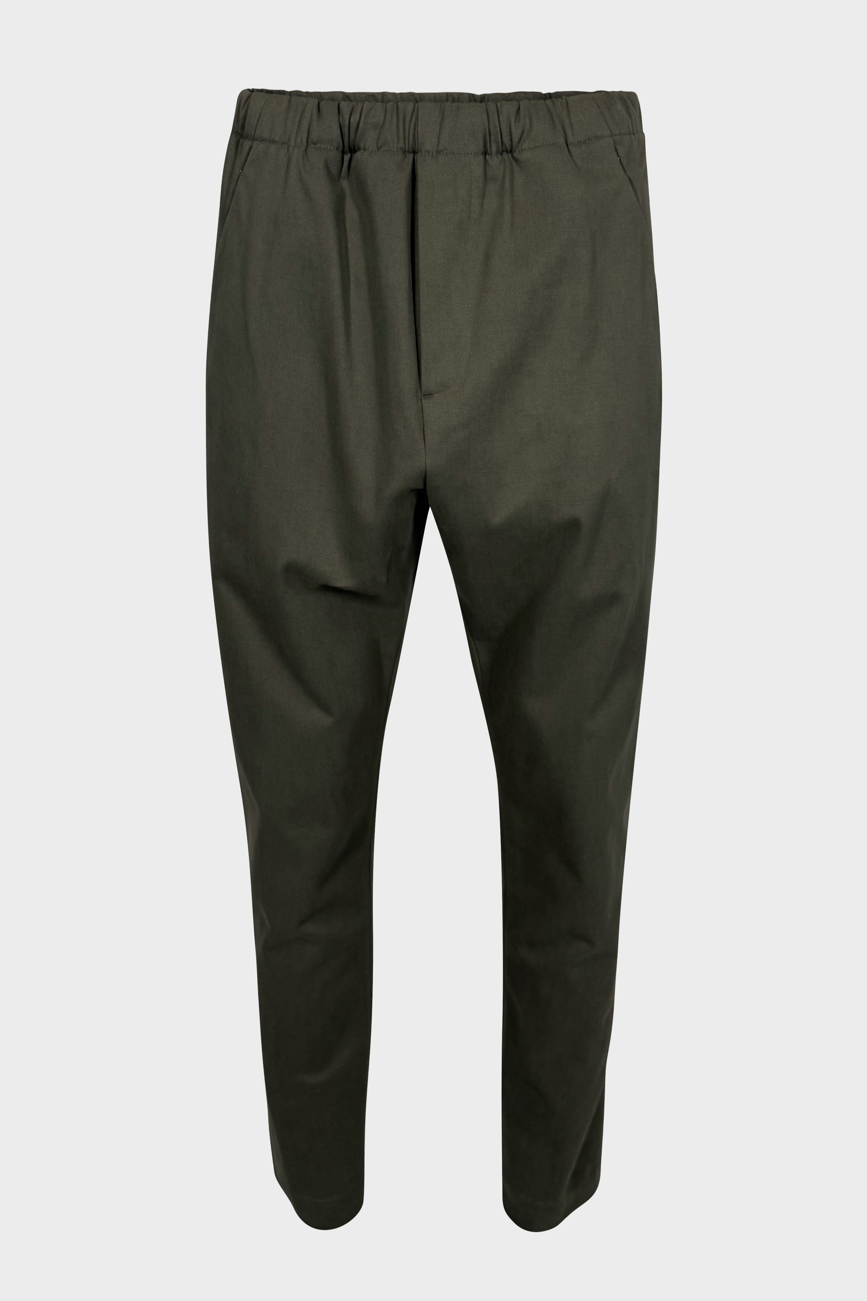 NINE:INTHE:MORNING Carrot Relaxed Fit Soft Cotton Pant in Olive