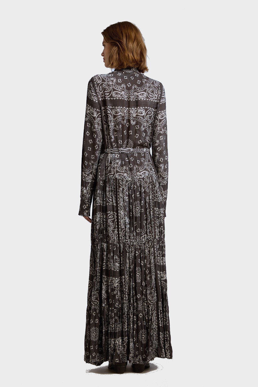 GOLDEN GOOSE Long Dress in Anthracite Paisley Print IT 40 / EU 34