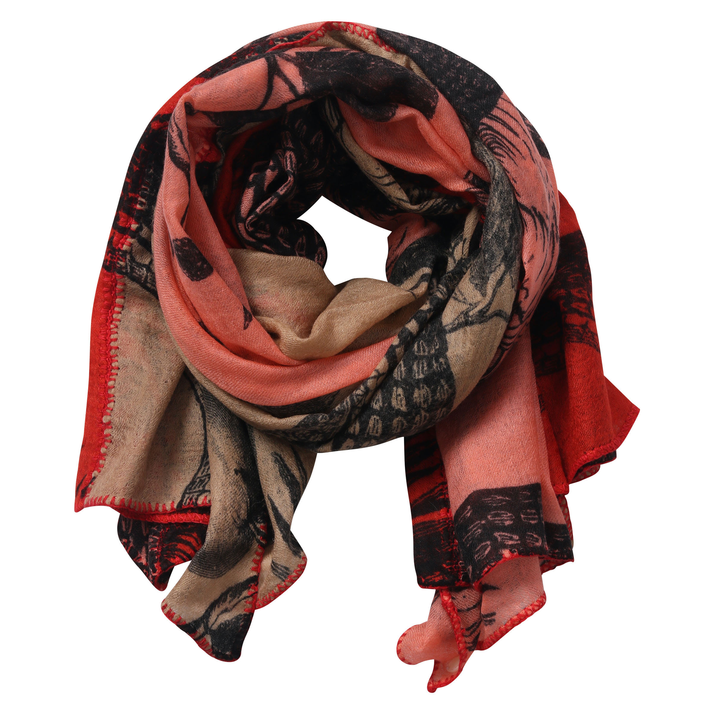 Friendly Hunting Cashmere Patch Scarf Multicolour
