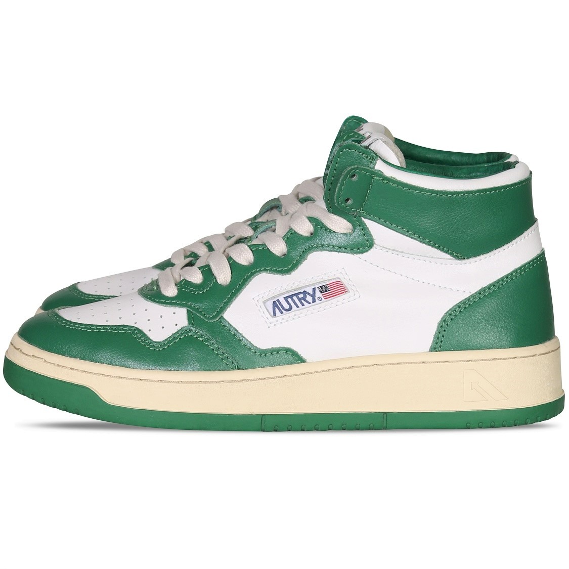 AUTRY ACTION SHOES Mid Sneaker White/Green AUTRY ACTION SHOES Mid Sneaker White/Green