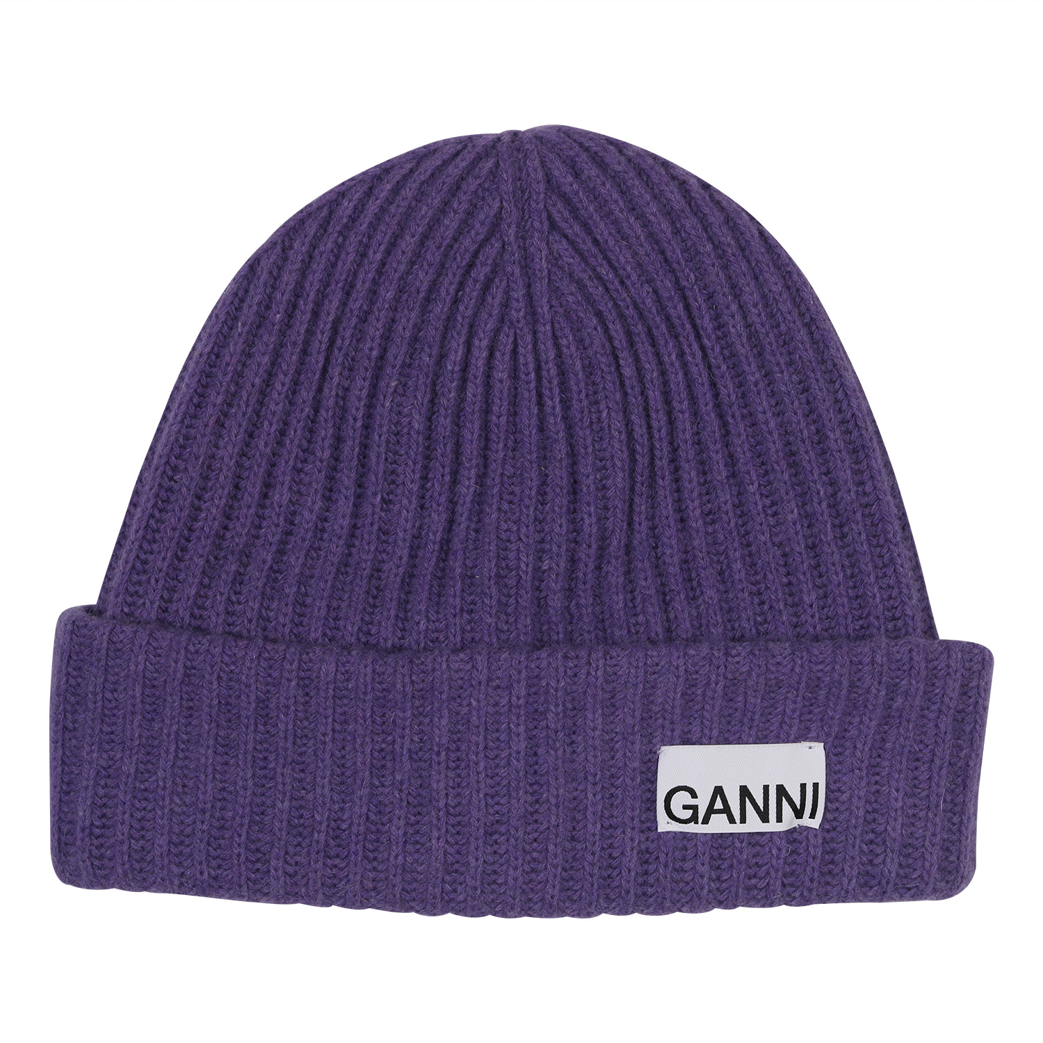 Ganni Recycled Wool Knit Beanie in Persian Violet