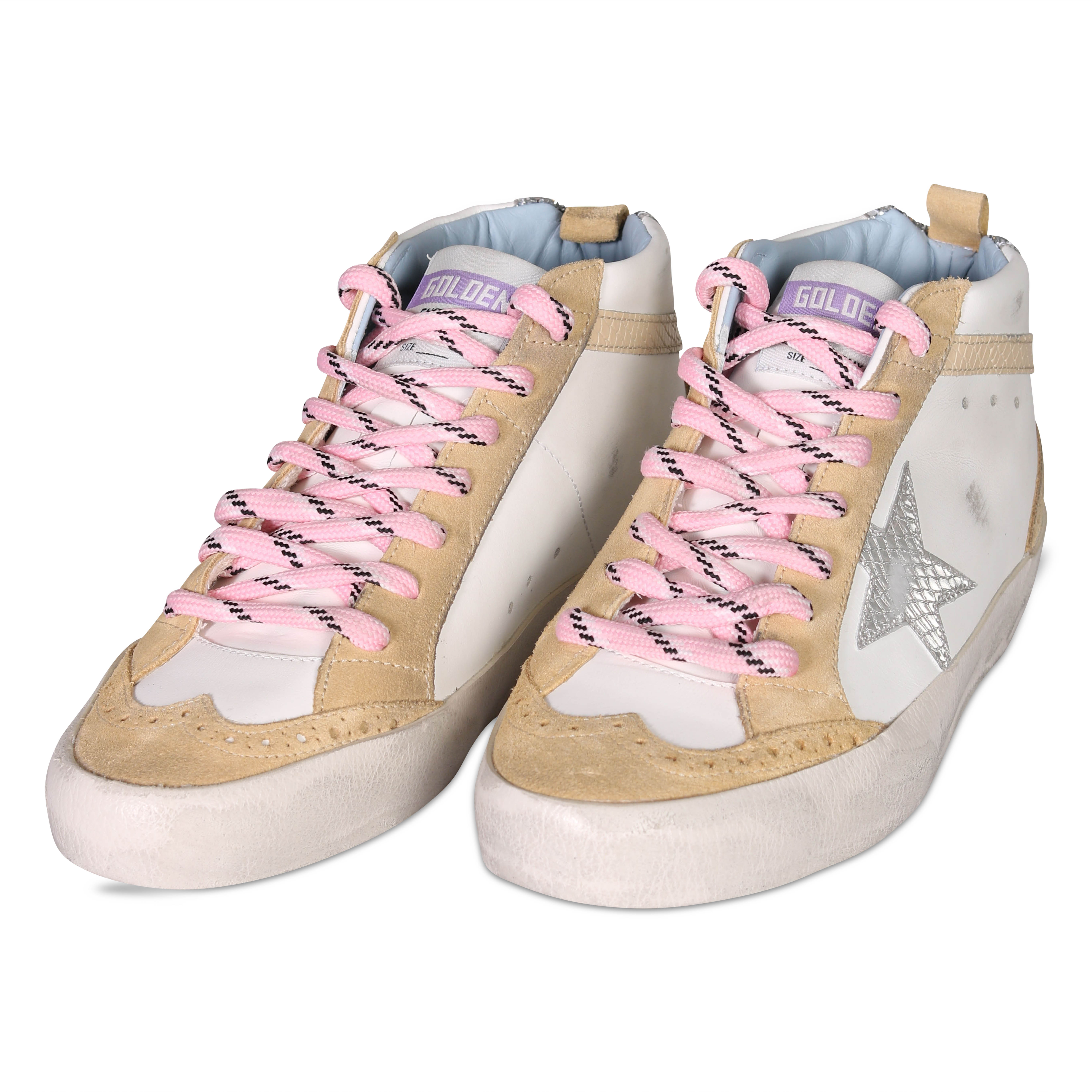 Golden Goose Sneaker Mid Star in White Sand