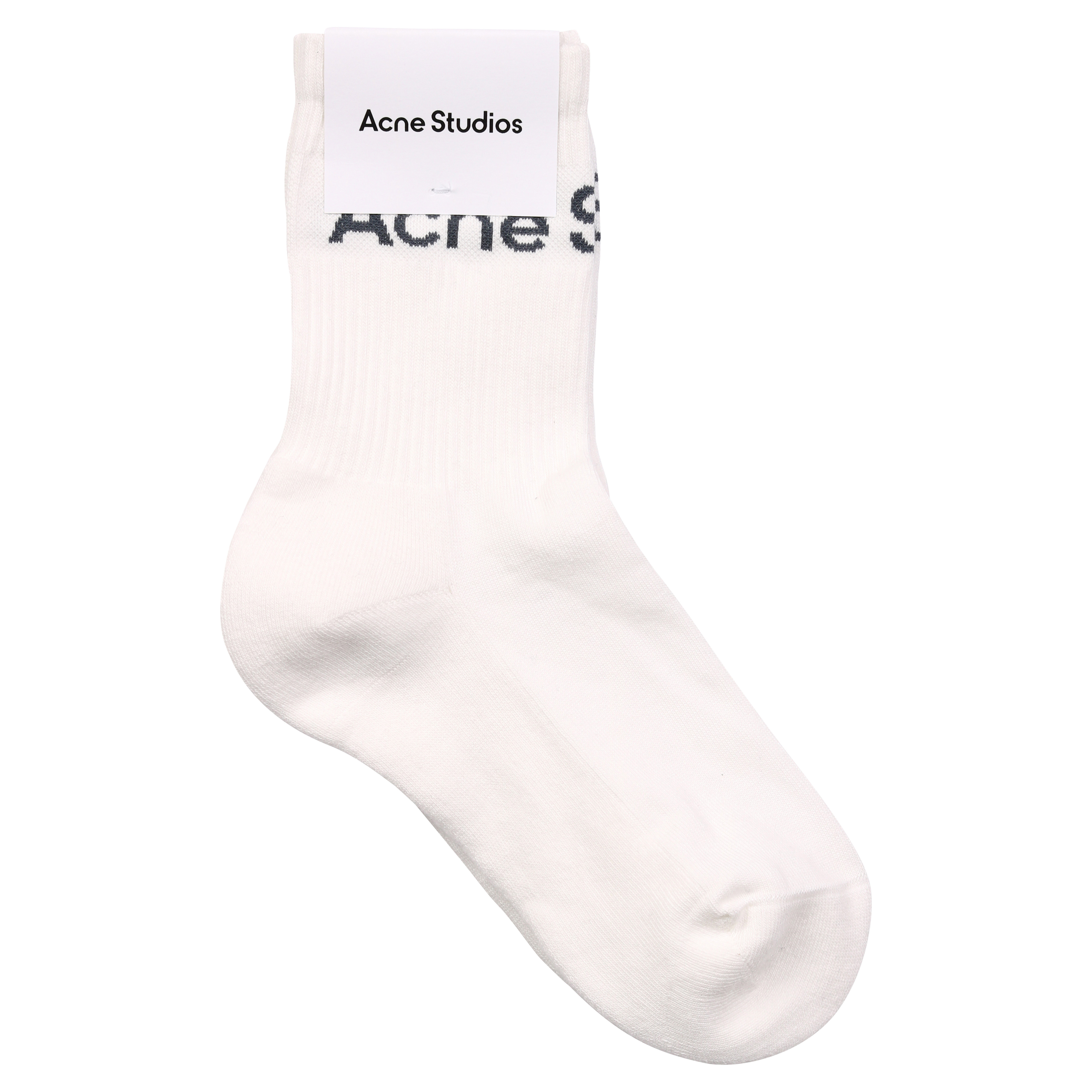 Unisex Acne Studios Ribbed Logo Socks in Off White 41-44
