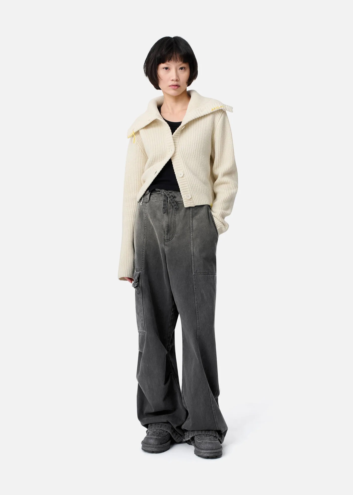 AXEL ARIGATO Heavy Knit Cardigan in Creme