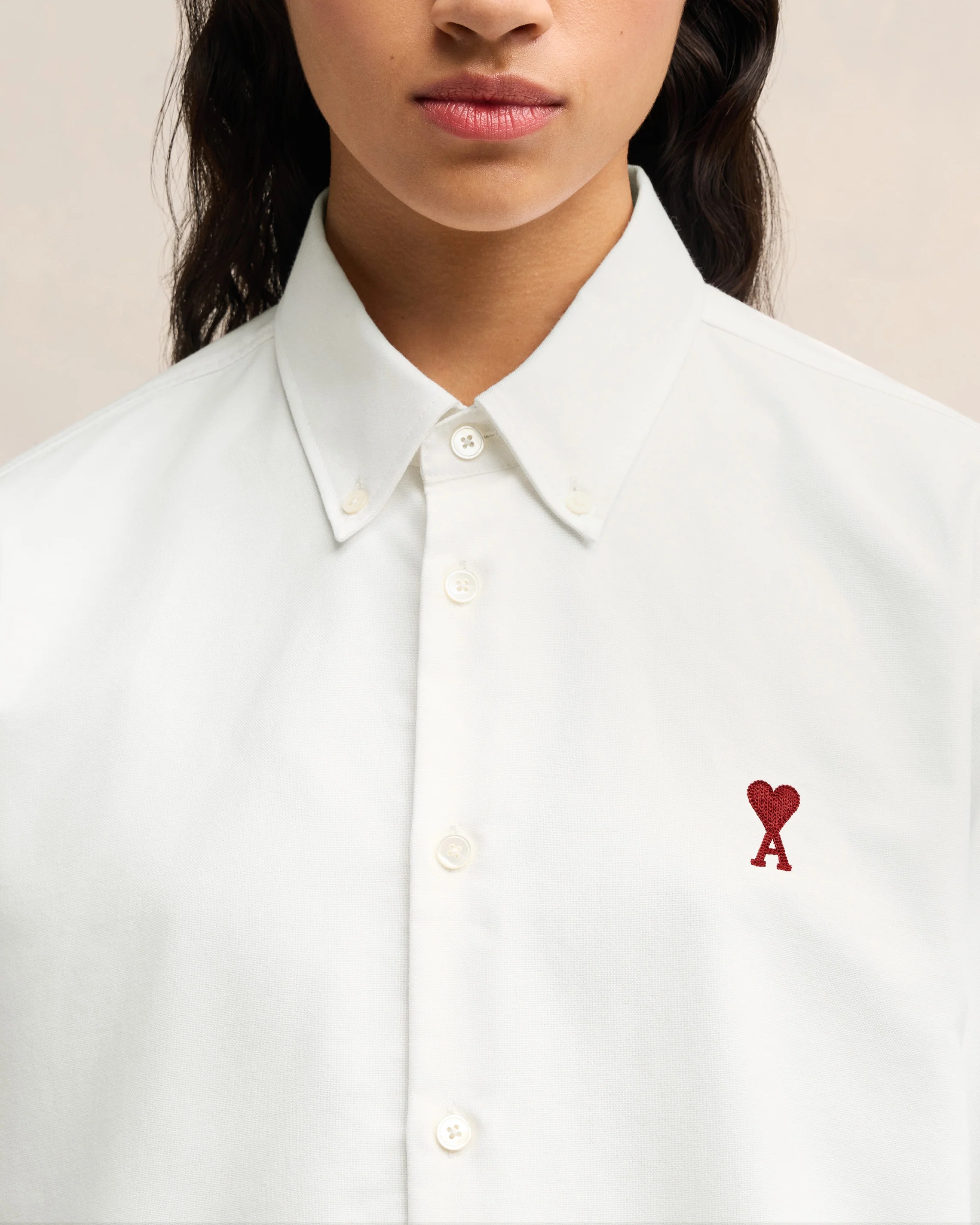 AMI PARIS Classic Fit Oxford Shirt in Natural White XXS