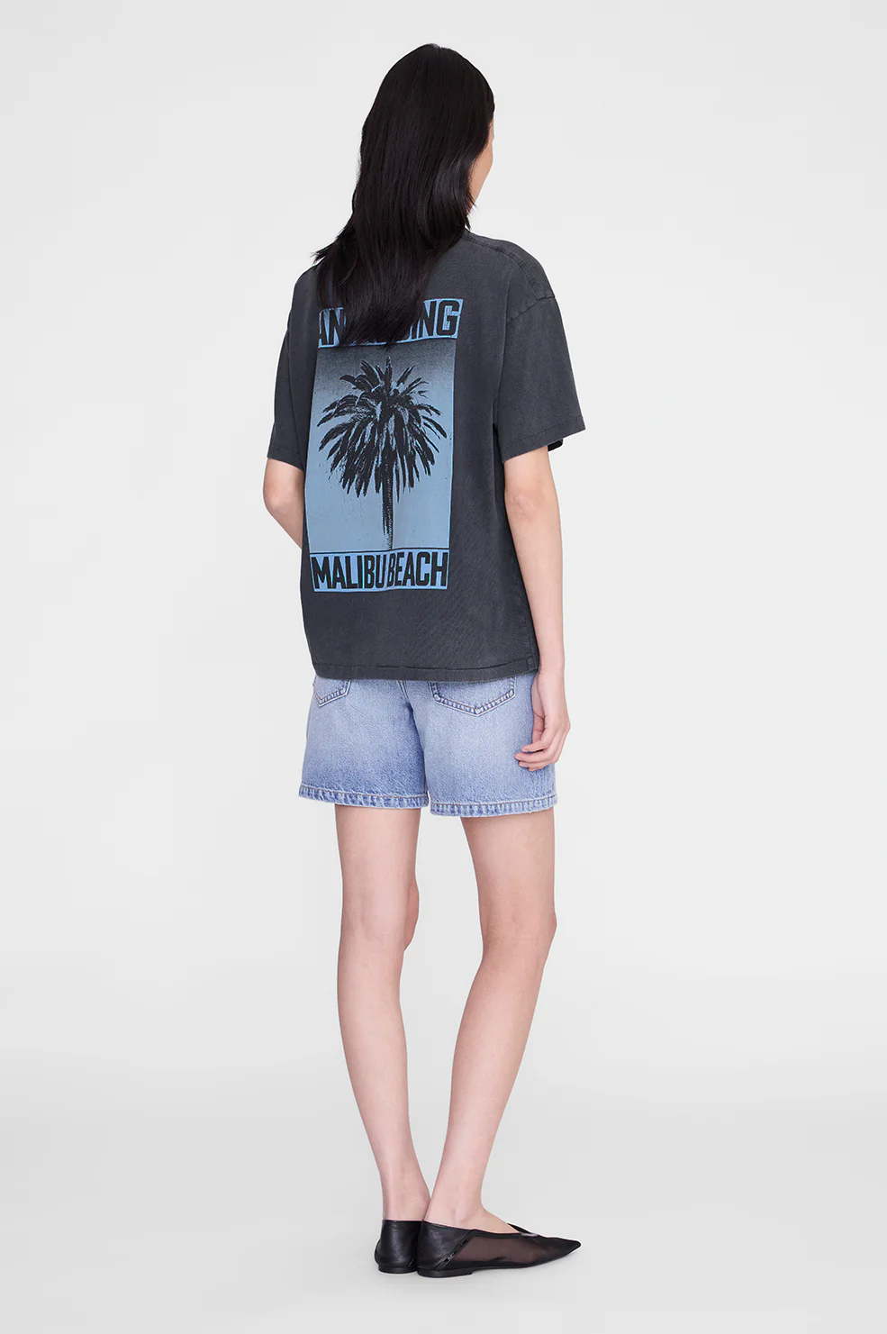ANINE BING Cade Tee Palm in Washed Black