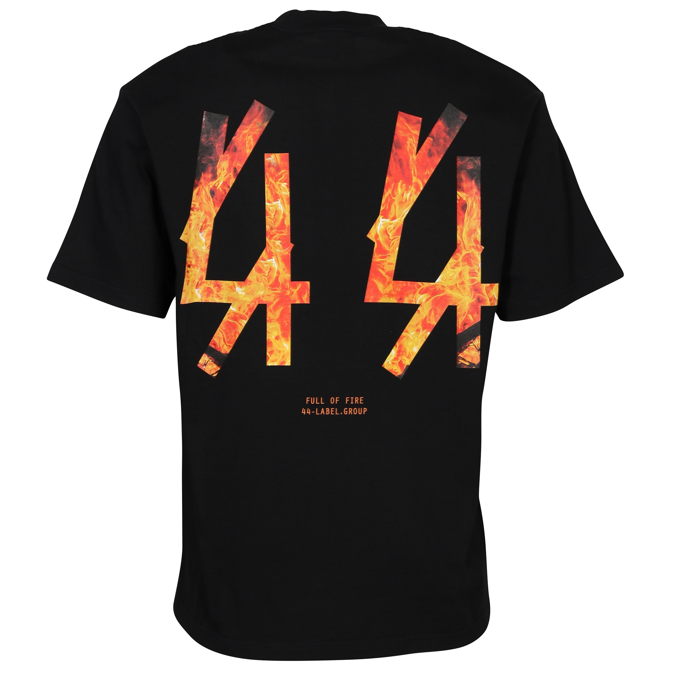 44 LABEL GROUP Flare T-Shirt in Black/Fire Print