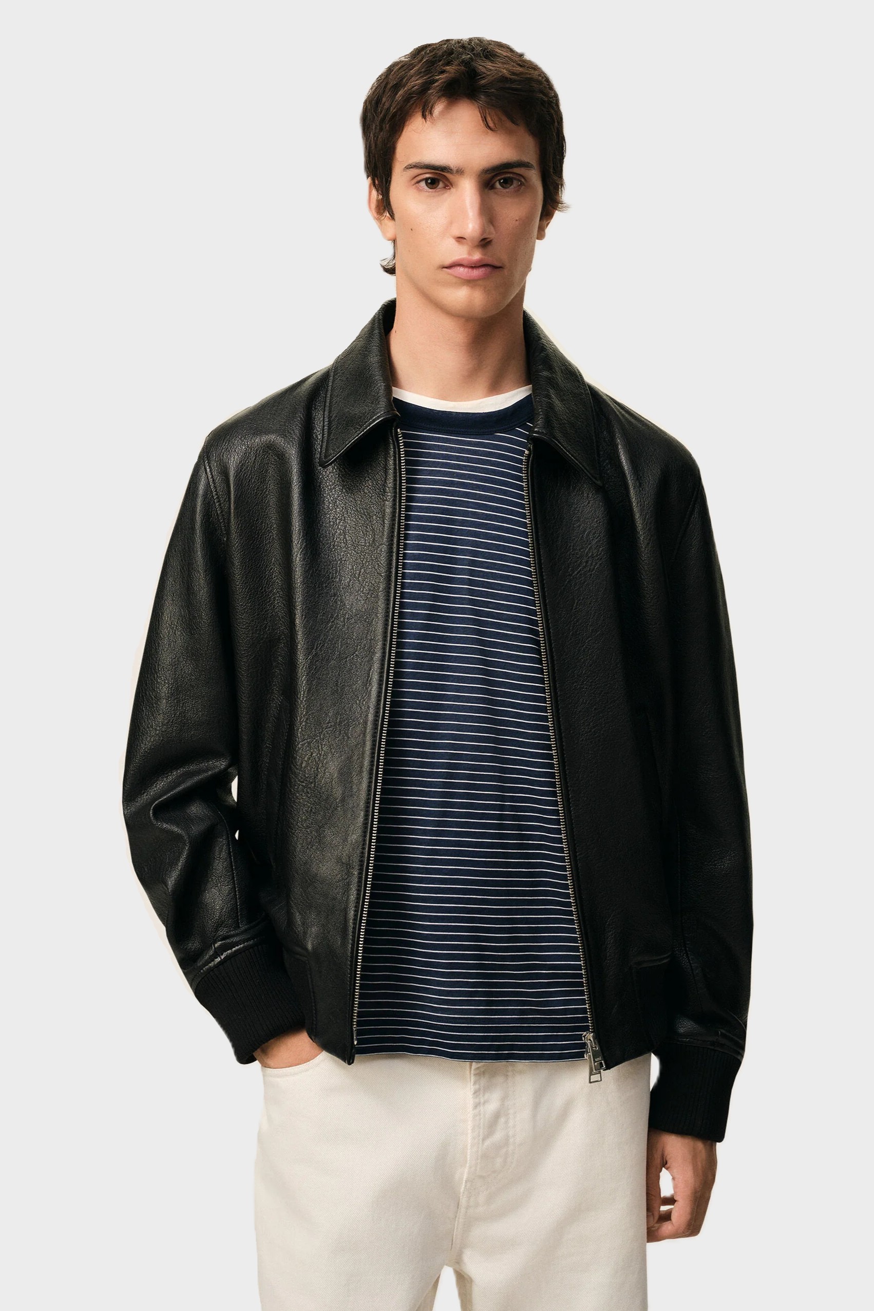 AMI PARIS Leather Jacket in Black