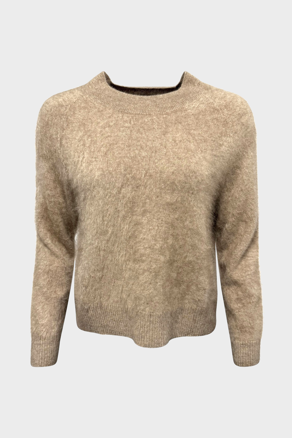 FLONA Cropped Brushed Cashmere Sweater in Beige