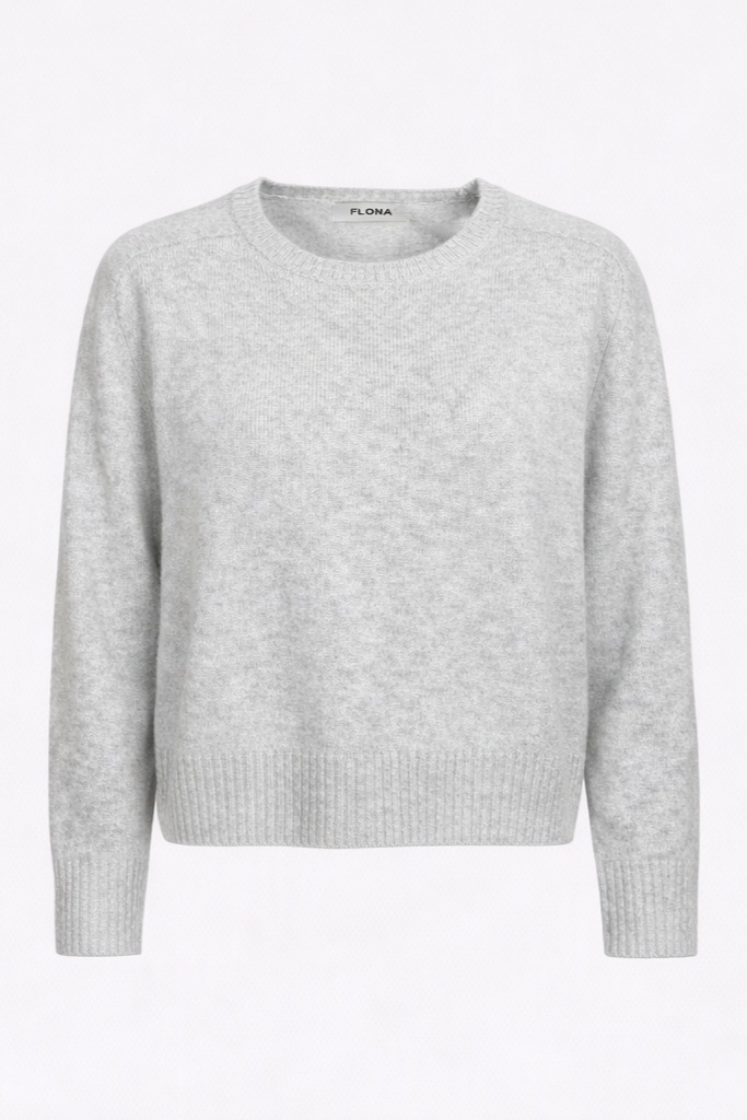 FLONA Cashmere Boxy Fit Sweater in Heather Grey