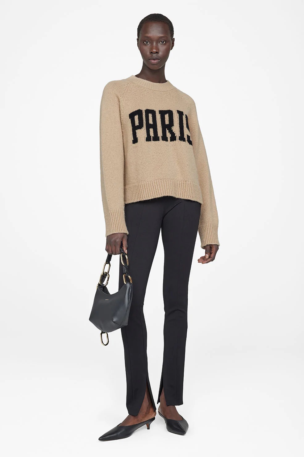 Anine Bing Kendrick Knit Pullover University Paris in Camel S