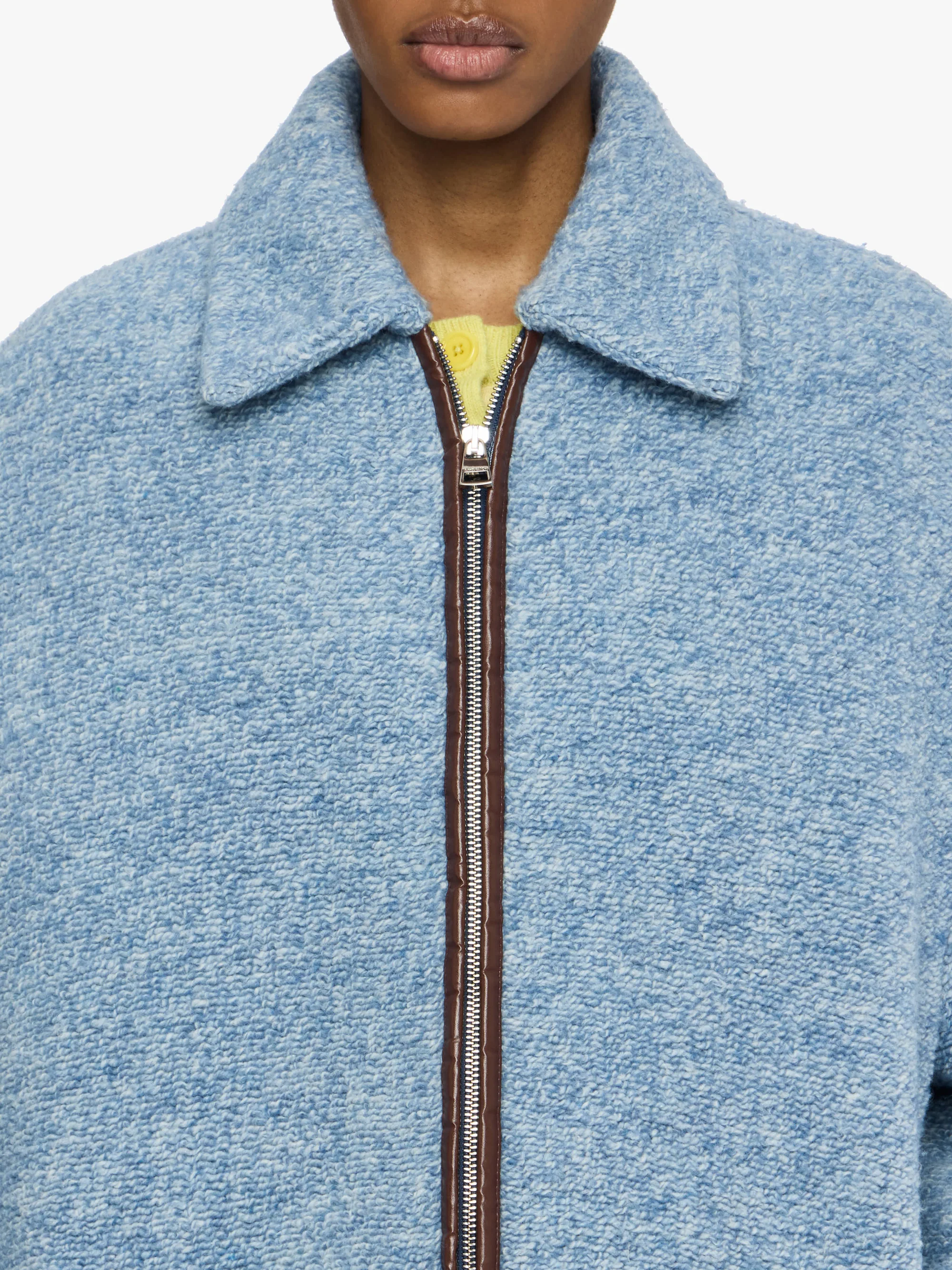 JW ANDERSON Contrast Trim Casual Jacket in Blue Melange