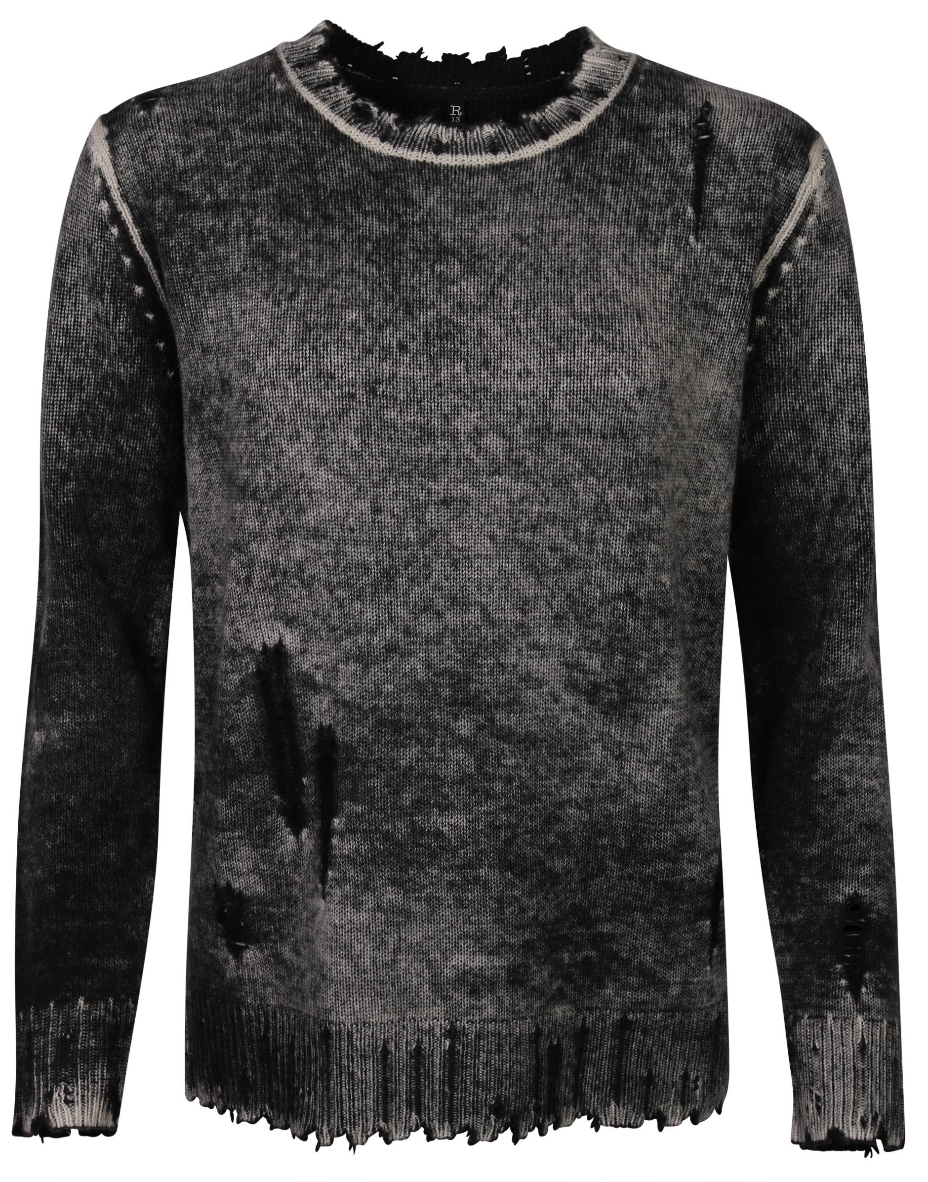 R13 Cashmere Crewneck Sweater Faded Black