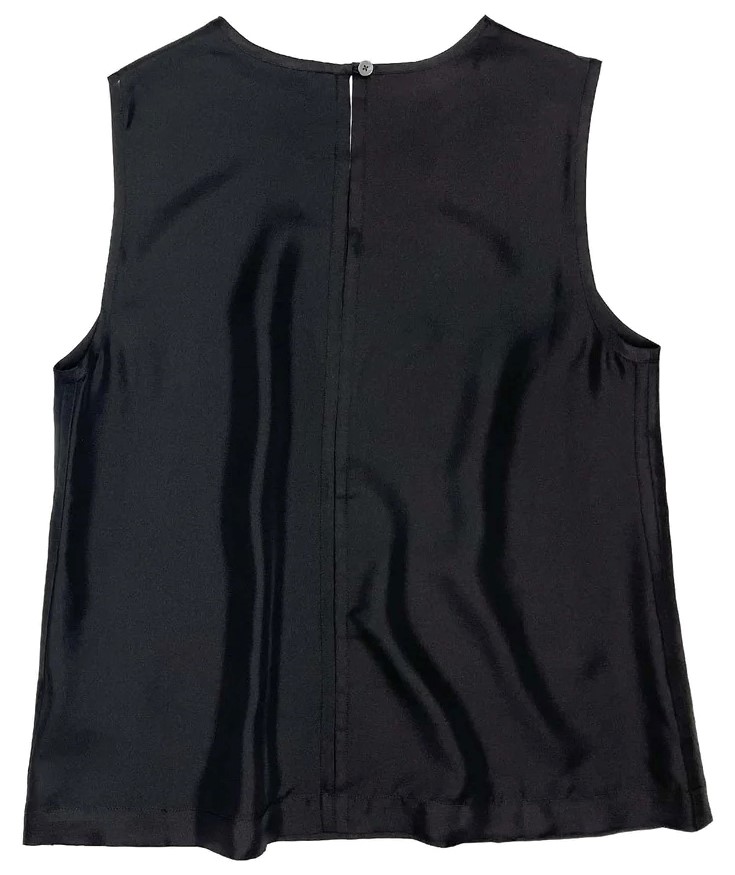 6397 Seamed Shell Silk Tank in Black XS