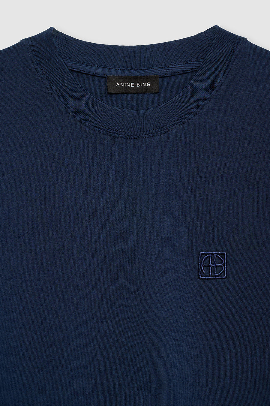 ANINE BING Lili Framed Monogram T-Shirt in Washe Navy