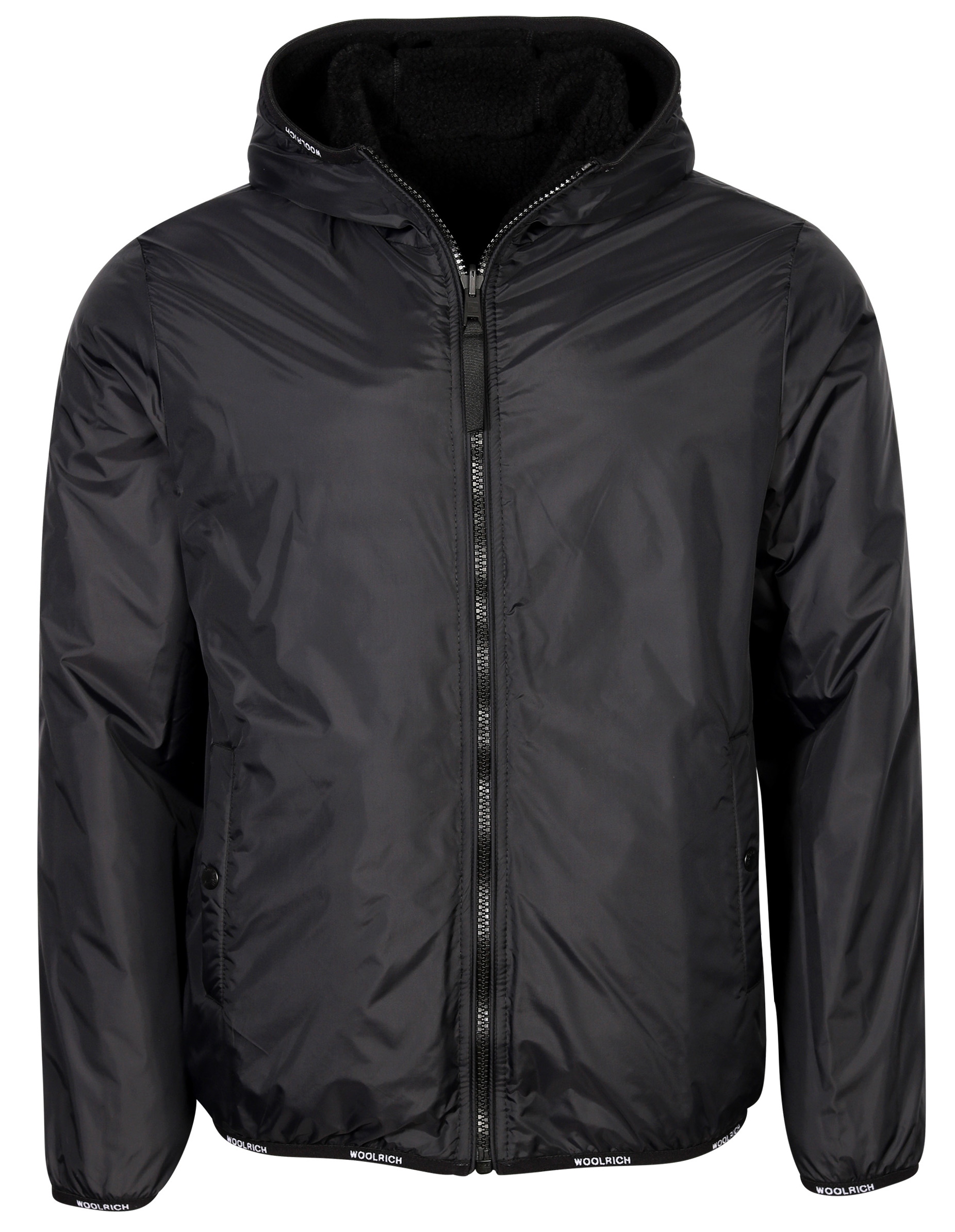 Woolrich Reversible Teddy/Nylon Hooded Zip Jacket Black L