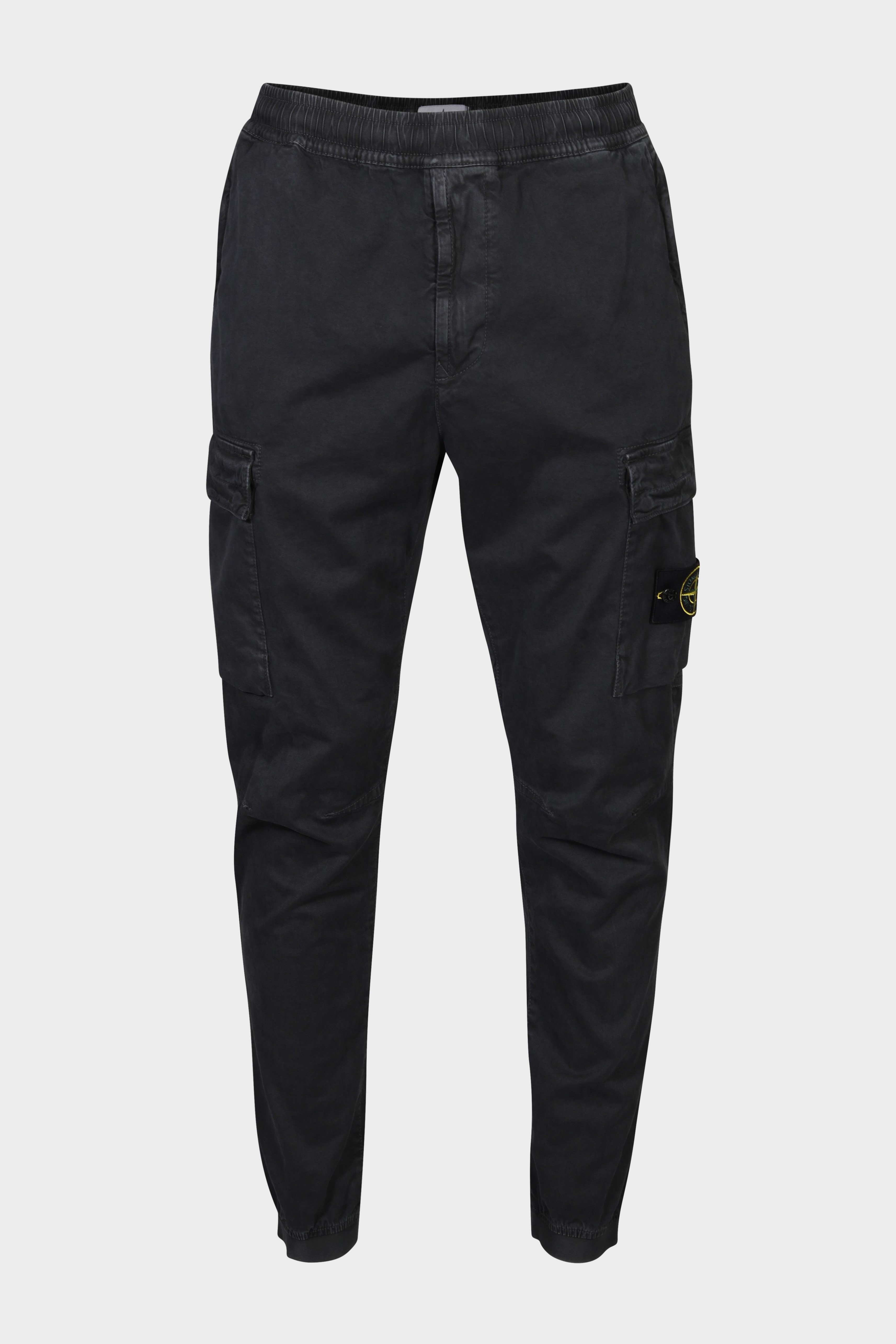 STONE ISLAND Elastic Waist Cargo Pant in Washed Dark Grey
