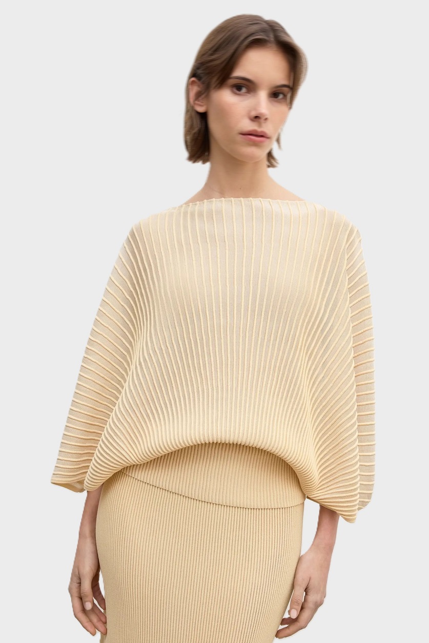 DAGMAR Knitted Flared Top in Desert Sand DAGMAR Knitted Flared Top in Desert Sand
