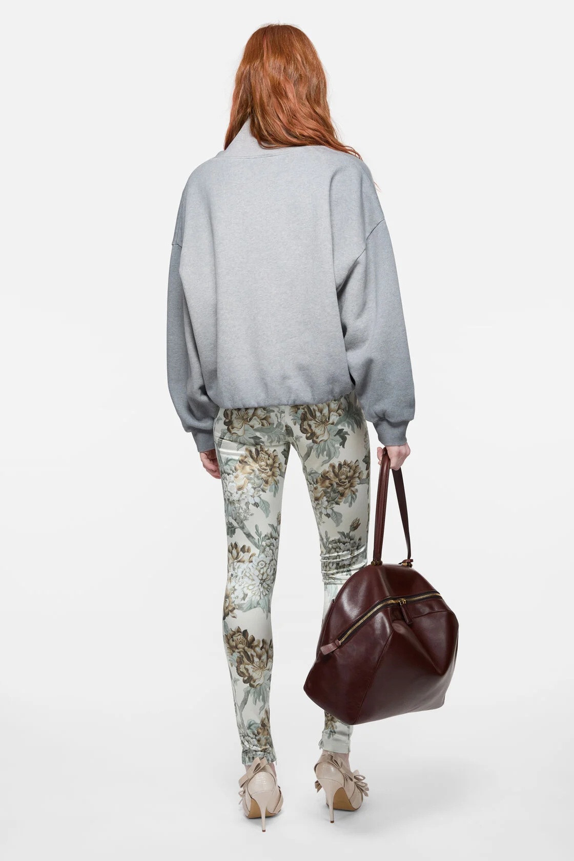 ACNE STUDIOS Logo Boxy Turtleneck Sweatshirt in Grey Melange