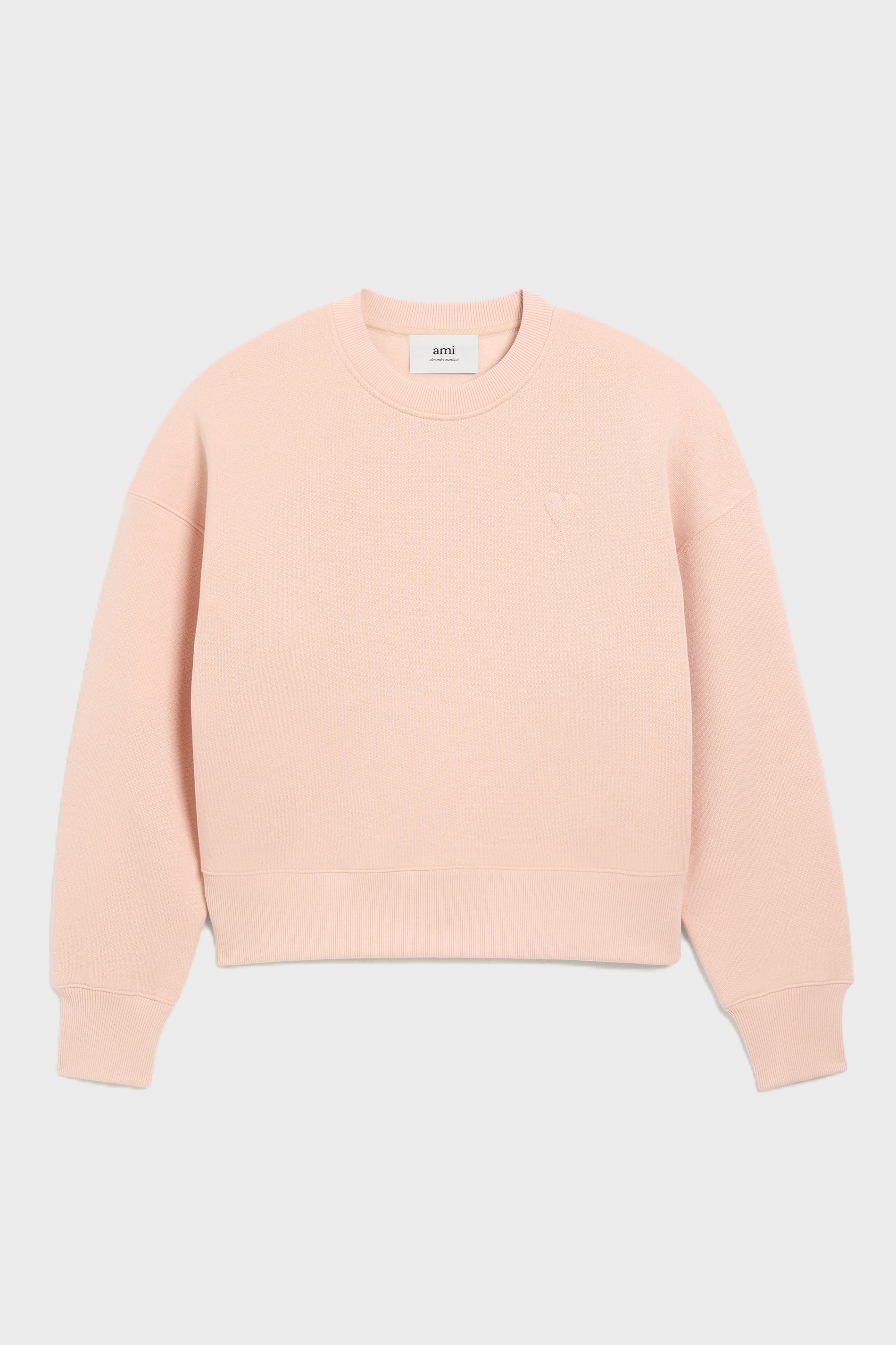 AMI PARIS de Coeur Embossed Sweatshirt in Powder