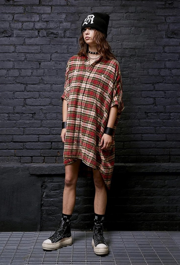 R13 Plaid Oversized Dress Multicolor