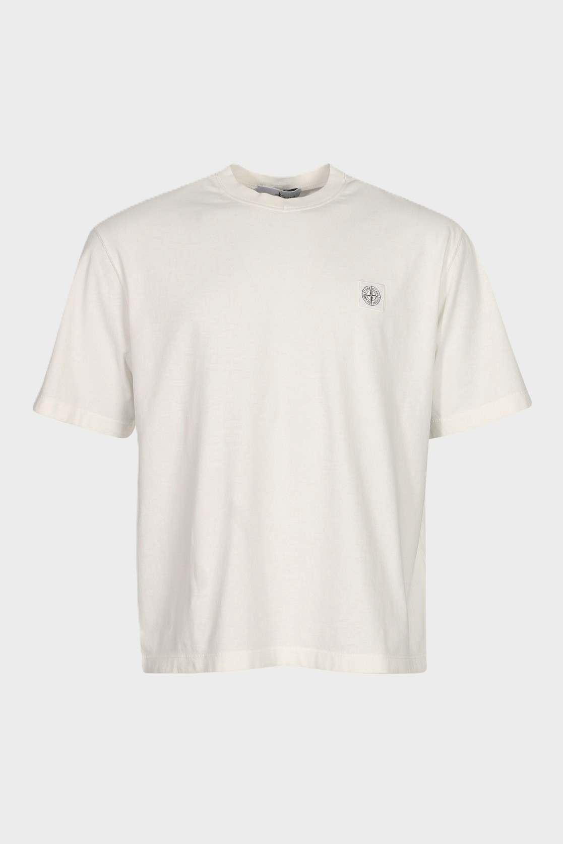 STONE ISLAND Loose Fit Logo T-Shirt in Cream