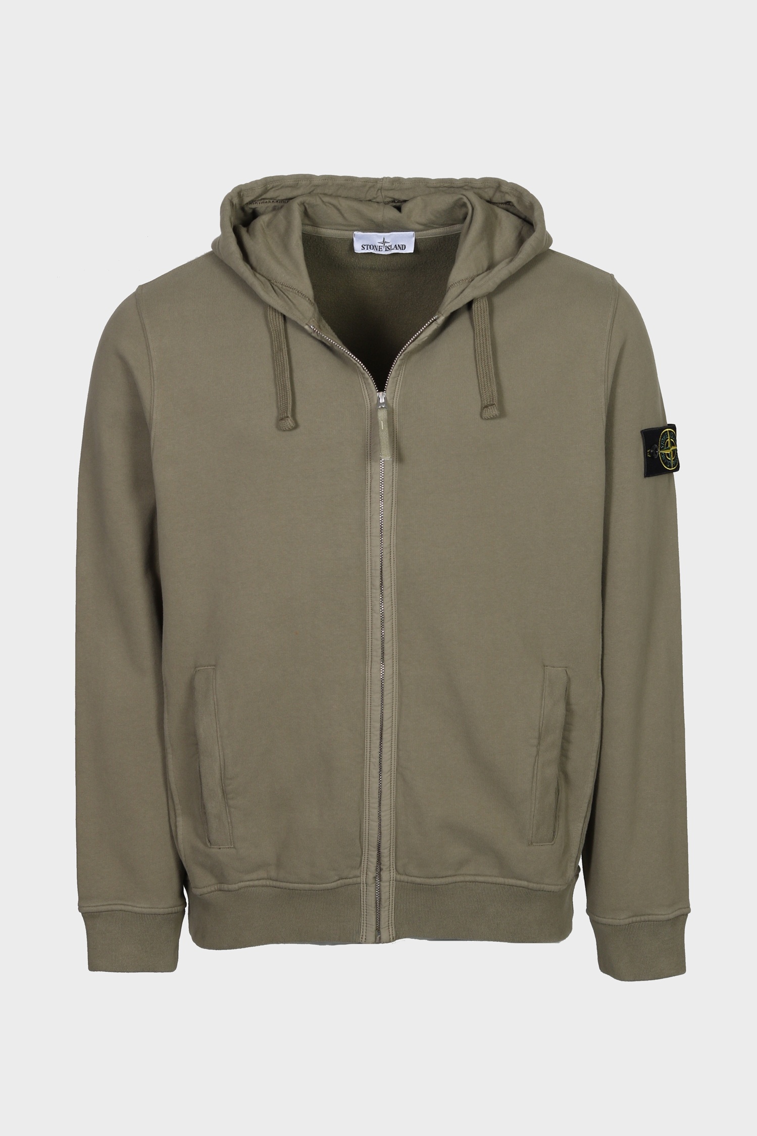 STONE ISLAND Loose Fit Zip Hoodie in Light Olive XXL