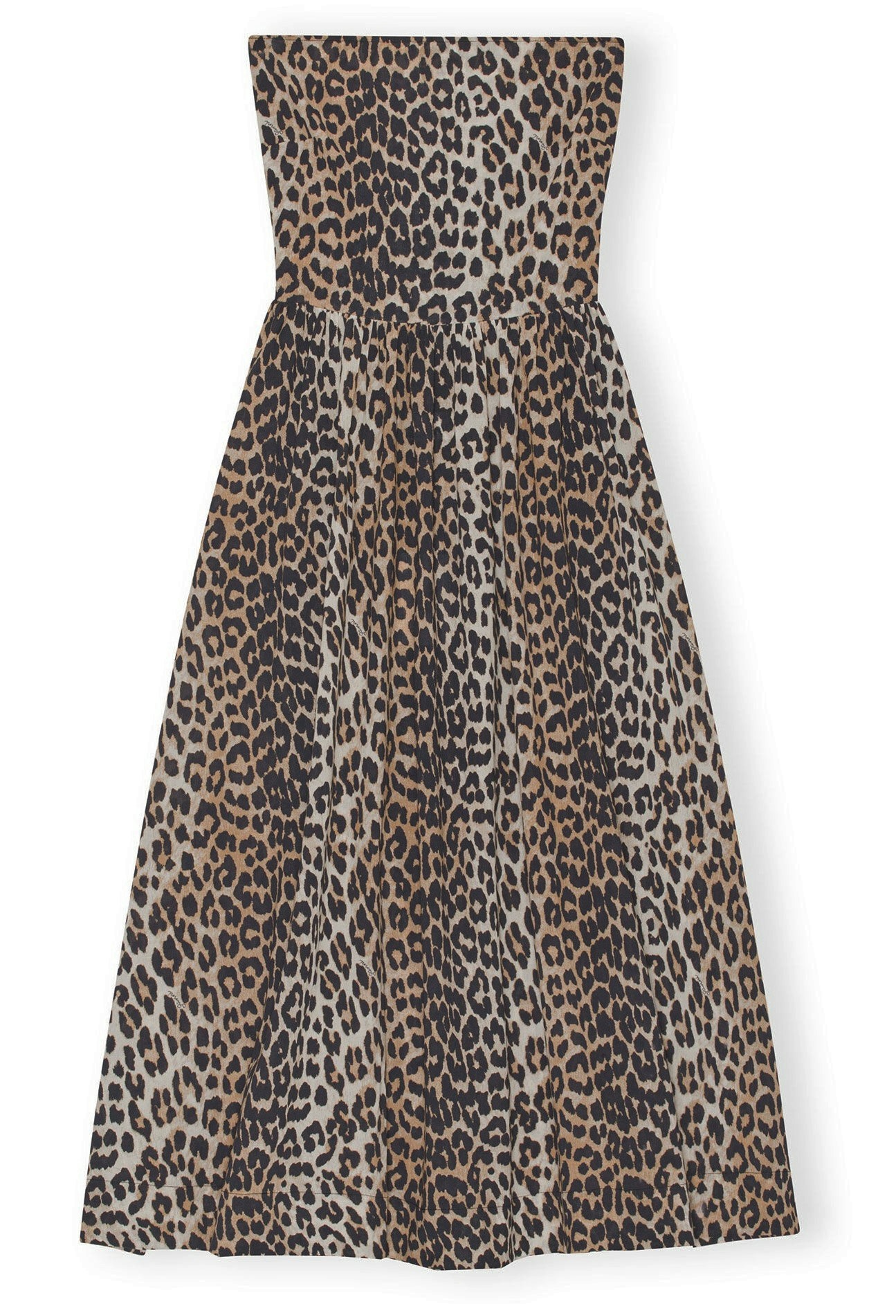 GANNI Light Cotton Tieband Multifunctional Dress in Leopard