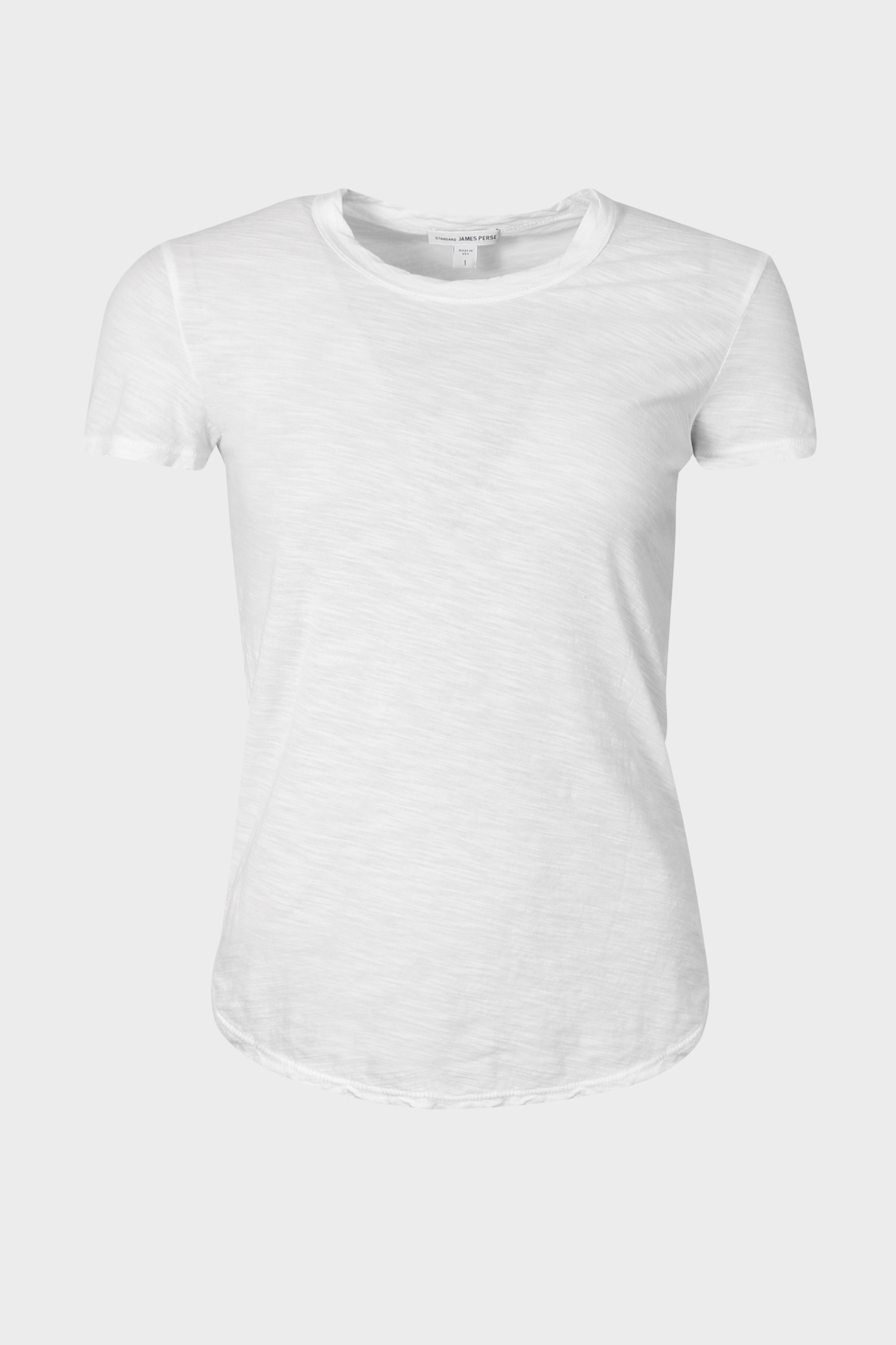 JAMES PERSE Sheer Slub Crew Neck T-Shirt in White JAMES PERSE Sheer Slub Crew Neck T-Shirt in White