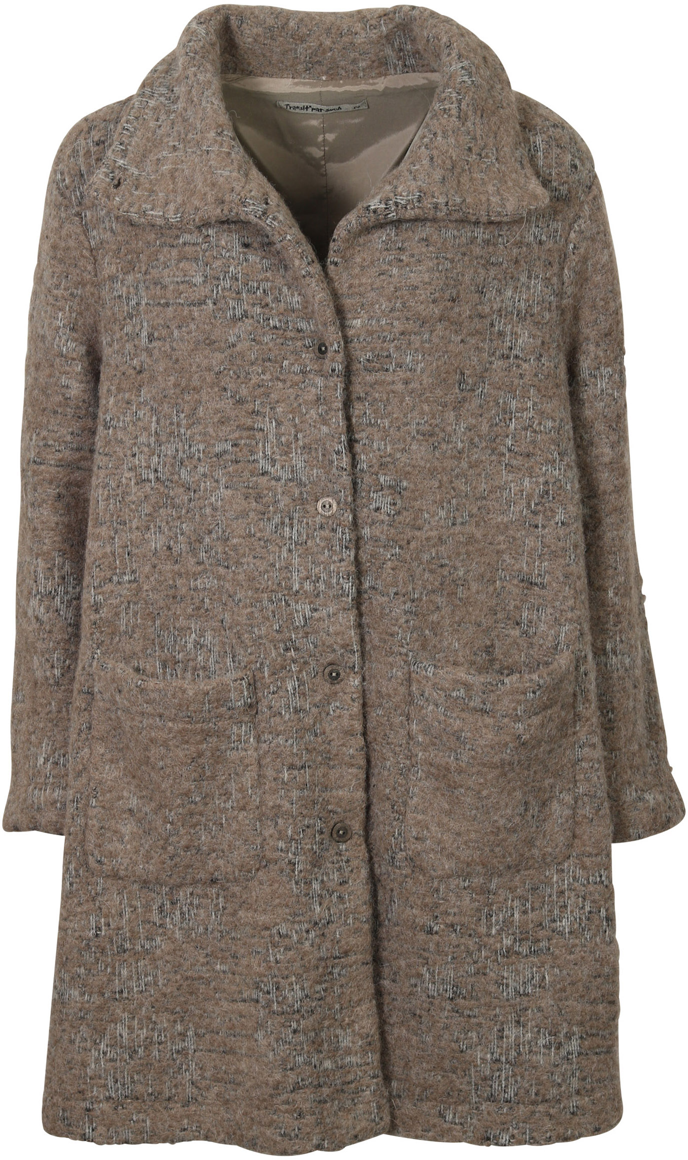 Transit Par Such Knit Coat Taupe Melange