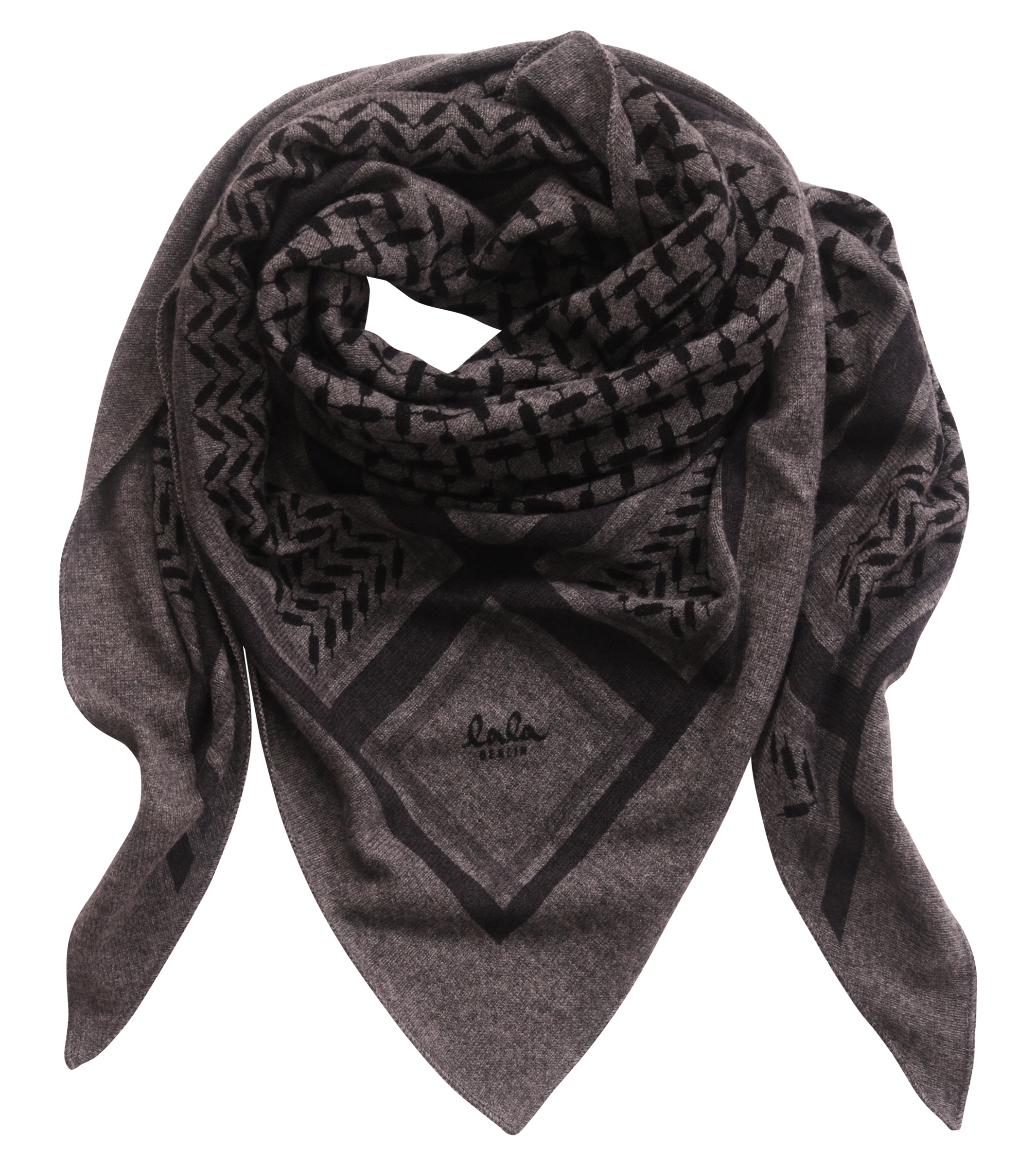 Lala Berlin Cashmere Triangle Classic Scarf Dark Grey Melange