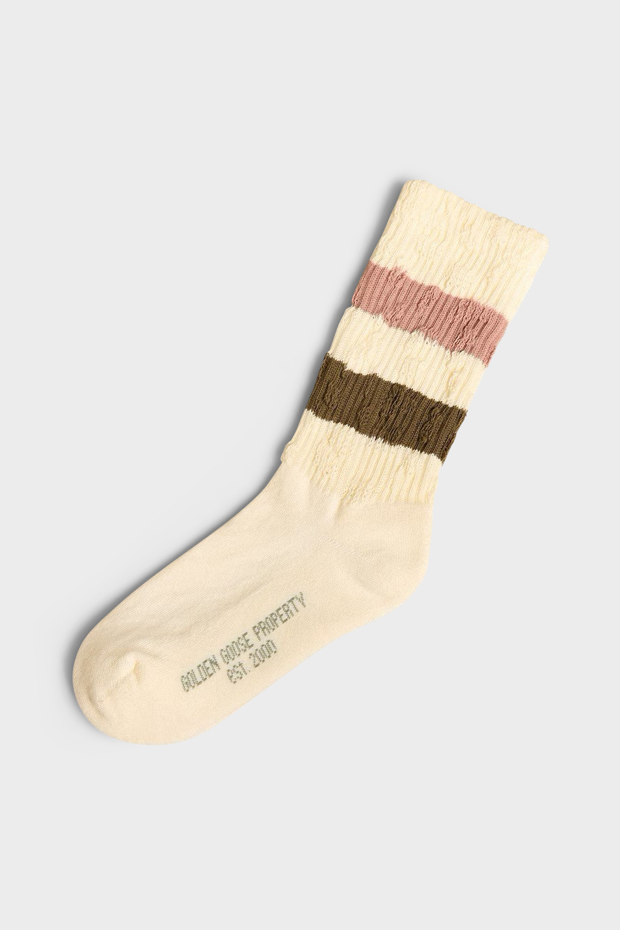 GOLDEN GOOSE Socks High Rib Striped Vintage White/Old Pink/Olive