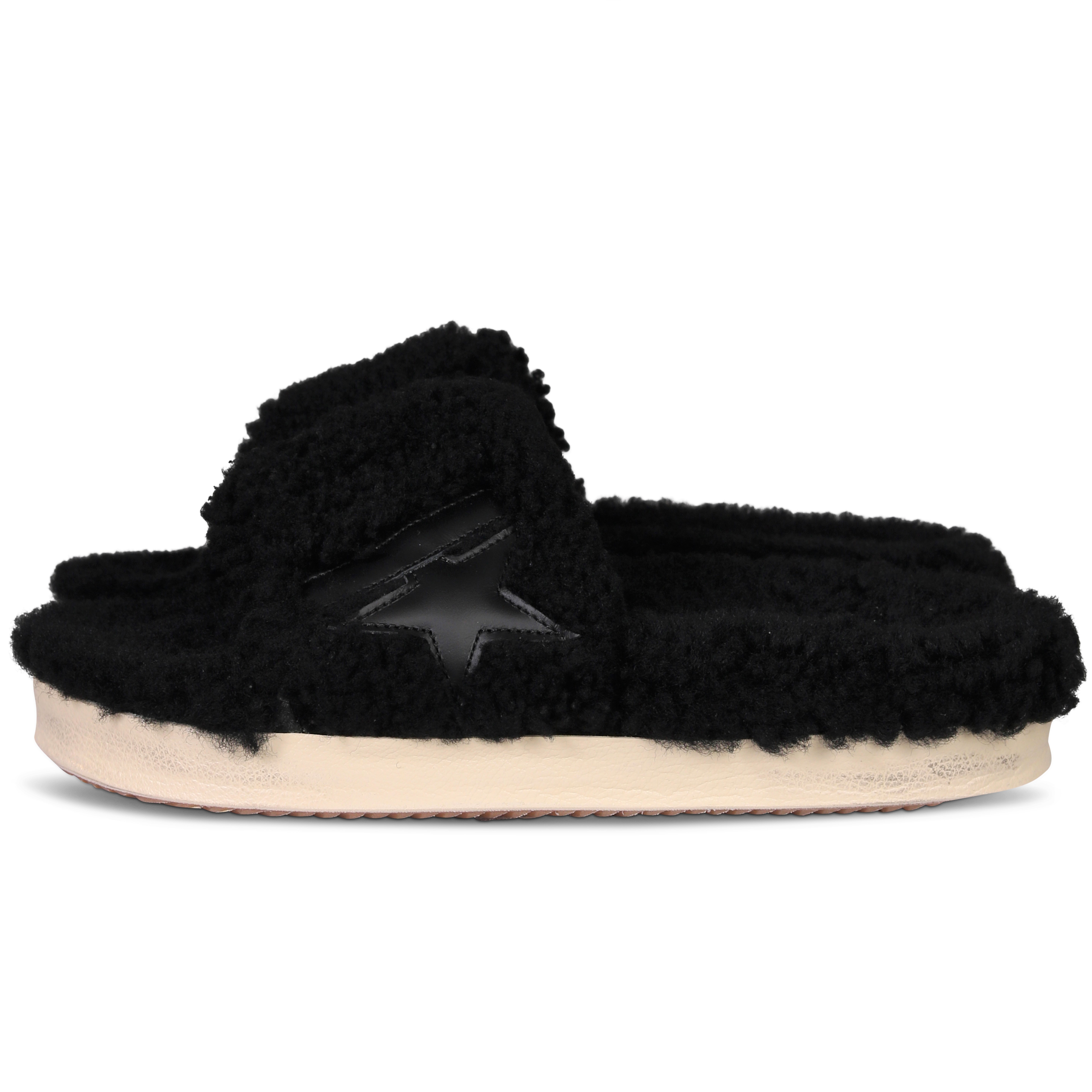 Golden Goose Slipper Poolstar Shearling Upper Black