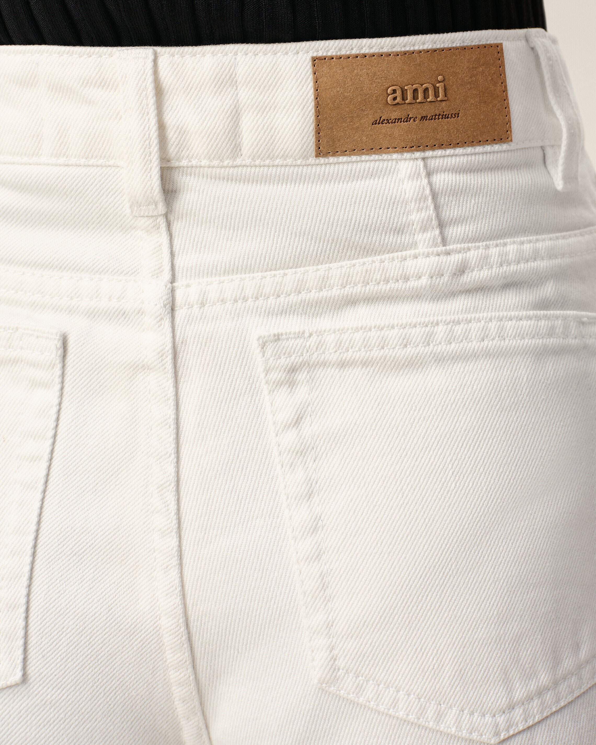 AMI PARIS Cotton Twill Shorts in White Cream