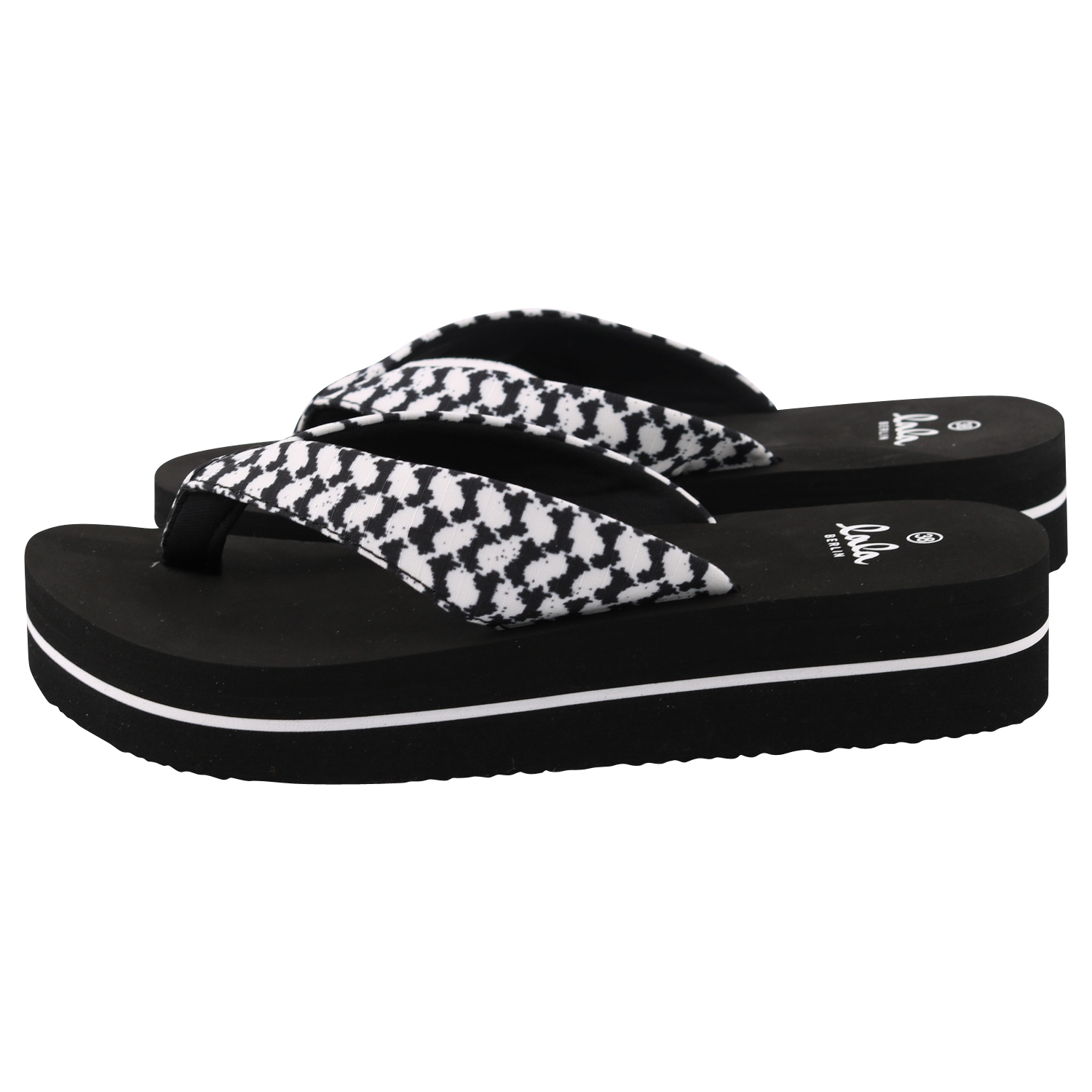 Lala Berlin Flip Flops Ally Kufiya Scribble Black