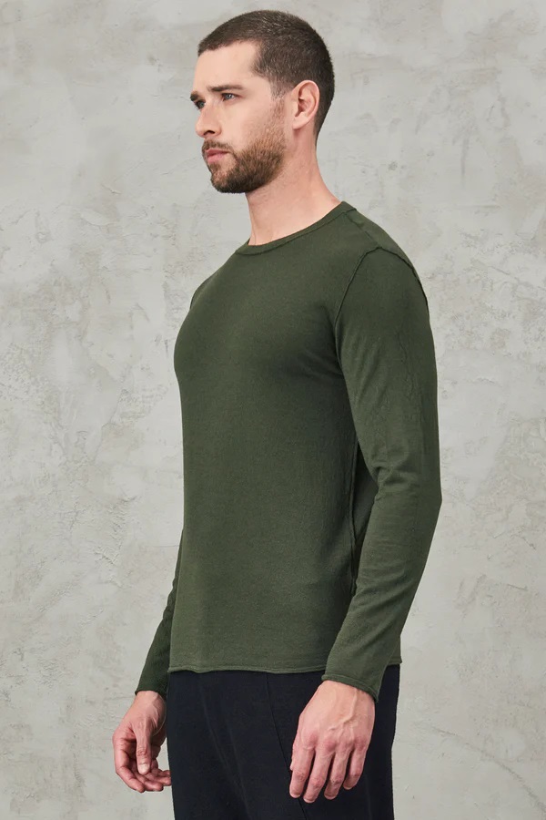 TRANSIT UOMO Super Fine Knit Pullover in Olive