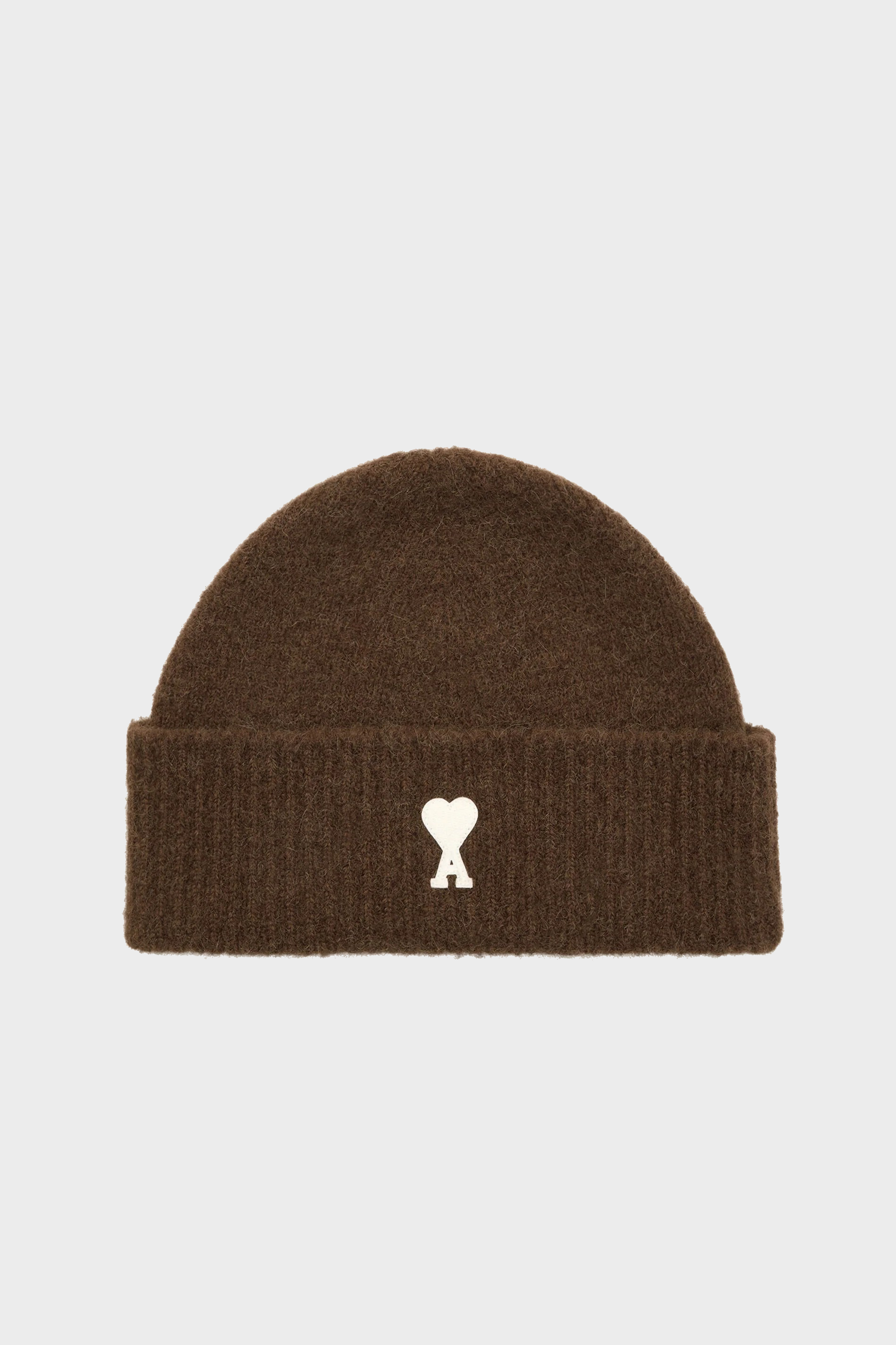 AMI PARIS de Coeur Beanie in Chocolate Brown / Off White