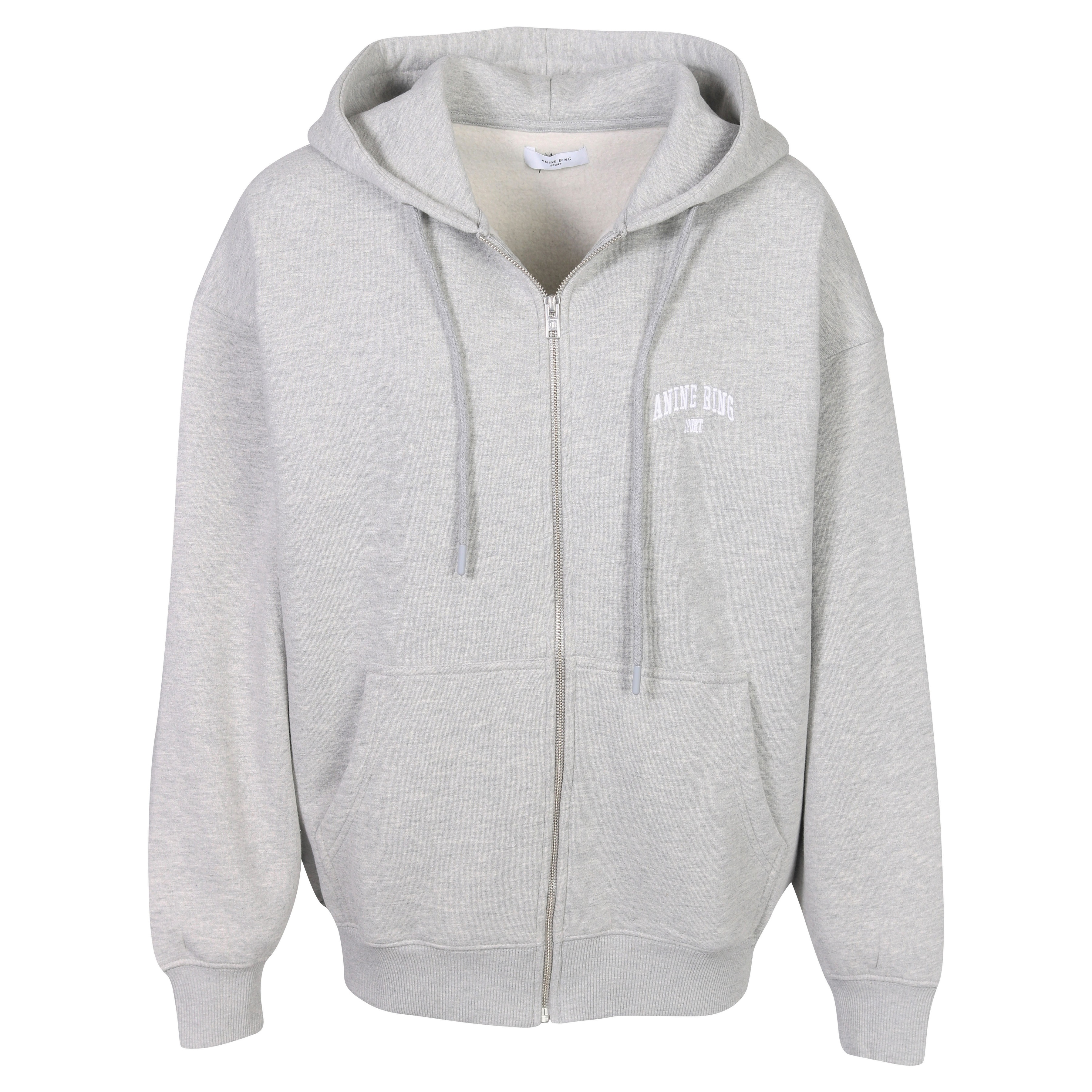 Anine Bing Zane Zip Hoodie in Heather Grey