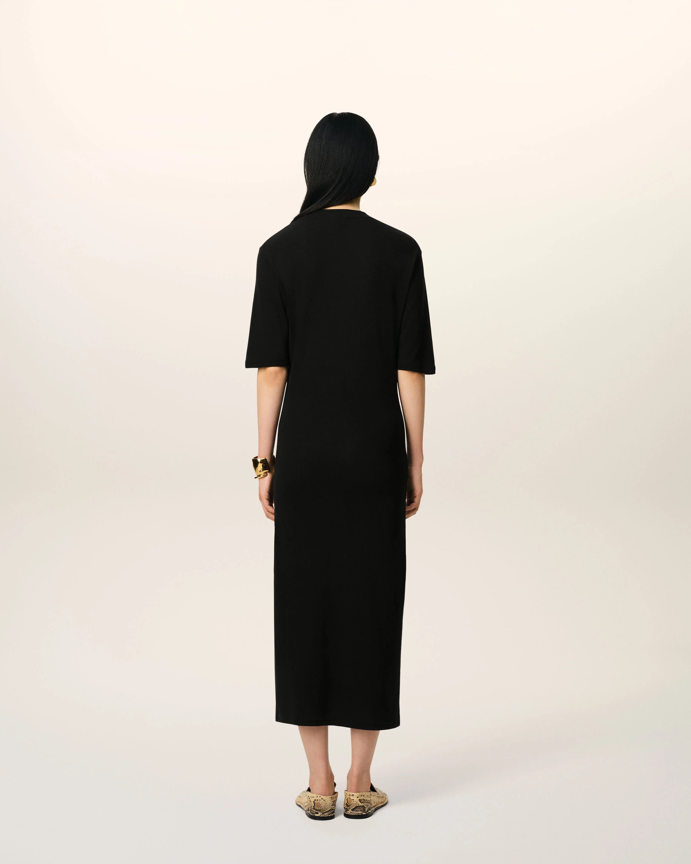 AMI PARIS Light Cotton Long Dress in Black AMI PARIS Light Cotton Long Dress in Black