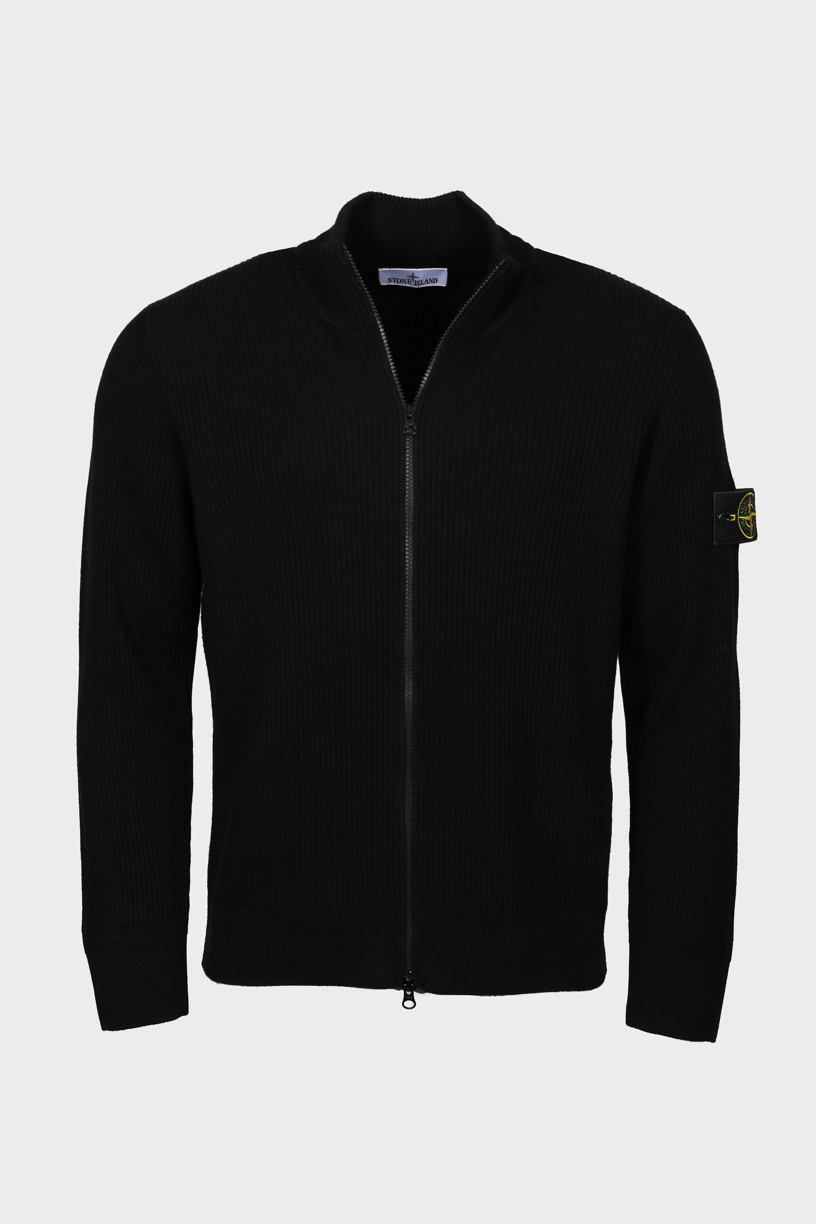 STONE ISLAND Rib Knit Jacket in Black