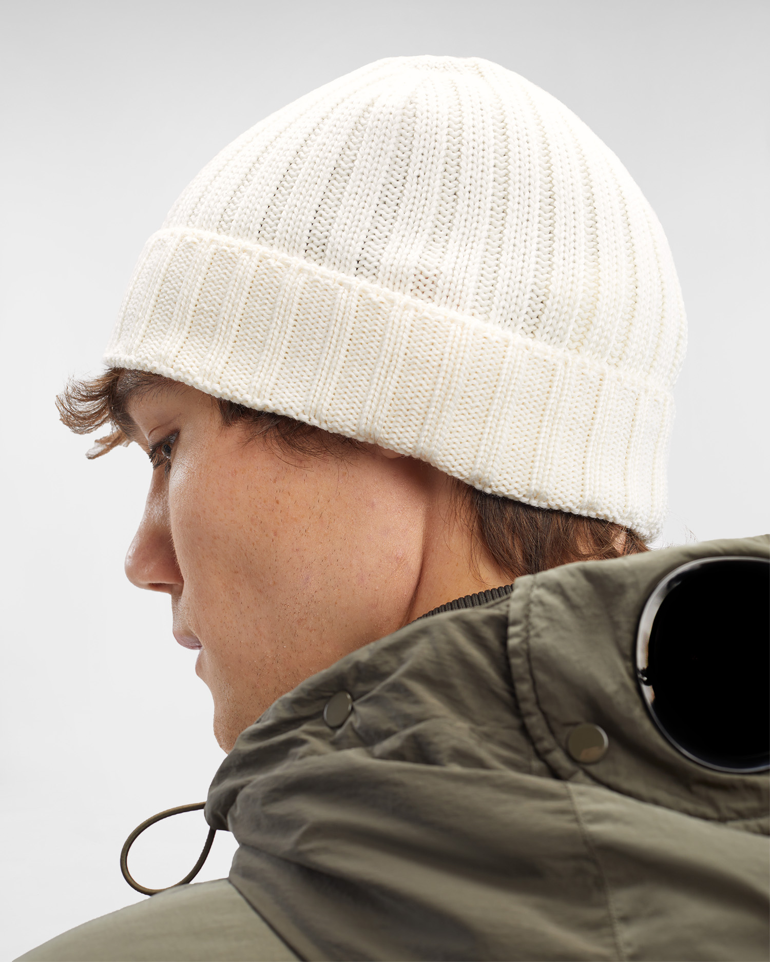 C.P. COMPANY Knit Cap in Gauze White