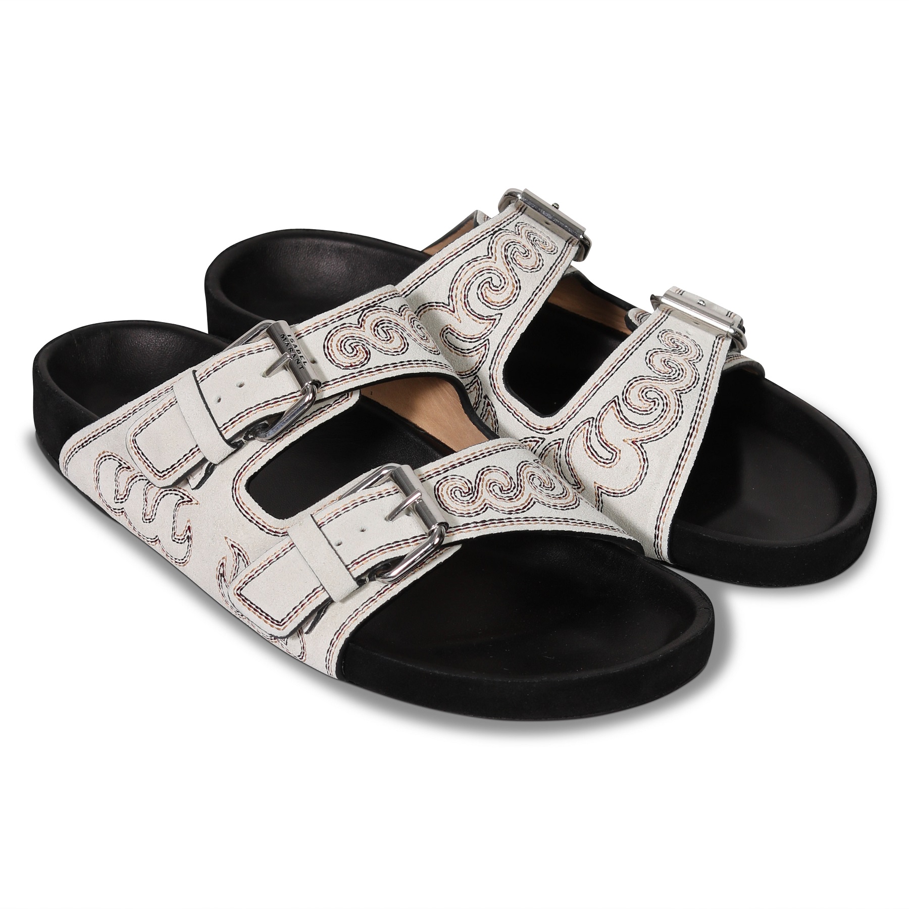 ISABEL MARANT Lennyo Sandals with Stitching in Chalk 37 ISABEL MARANT Lennyo Sandals with Stitching in Chalk 41