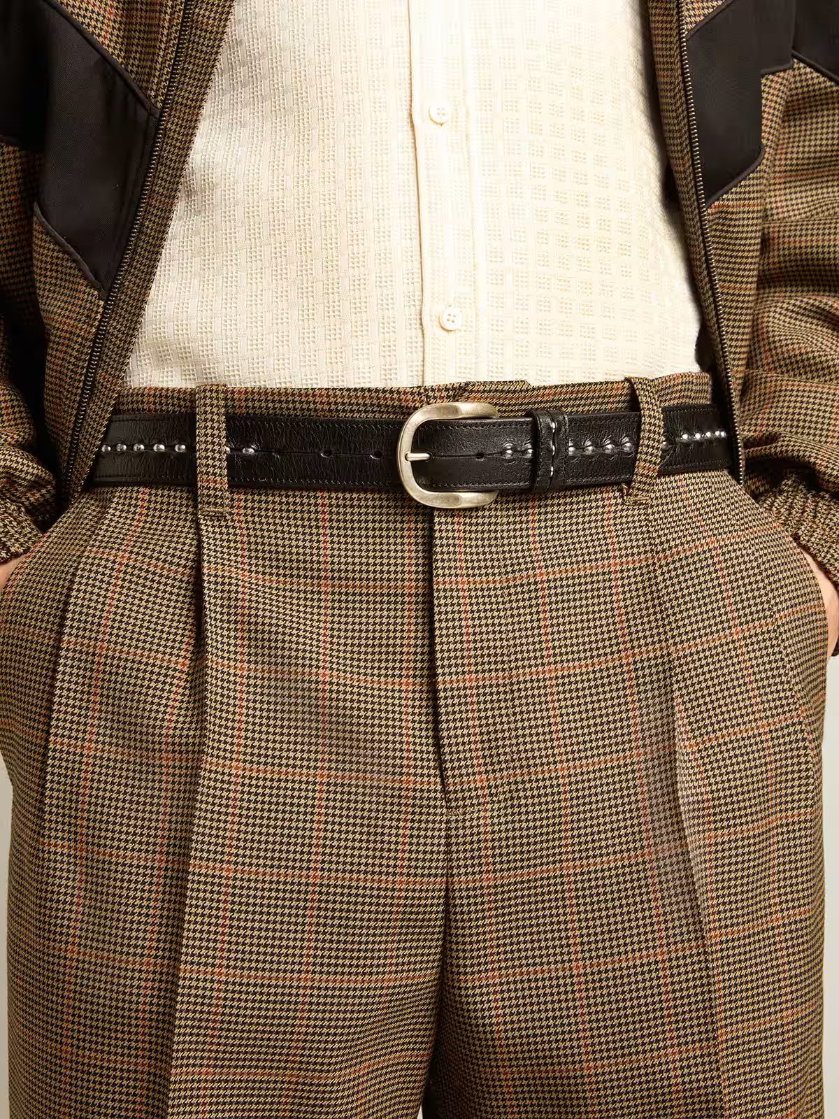 GOLDEN GOOSE Belt Hide with Studs in Washed Black