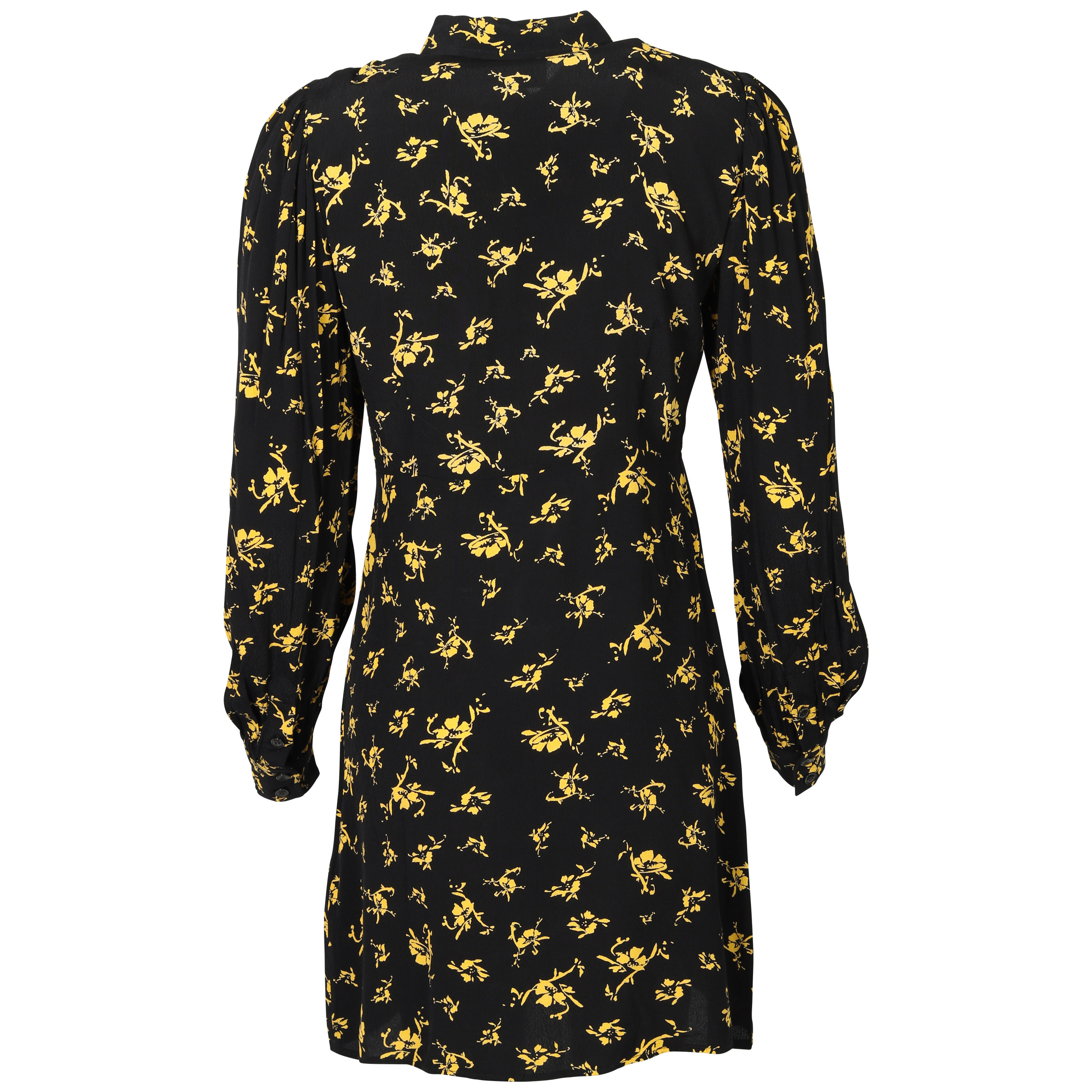 Ganni Printed Mini Dress Black/Yellow 40