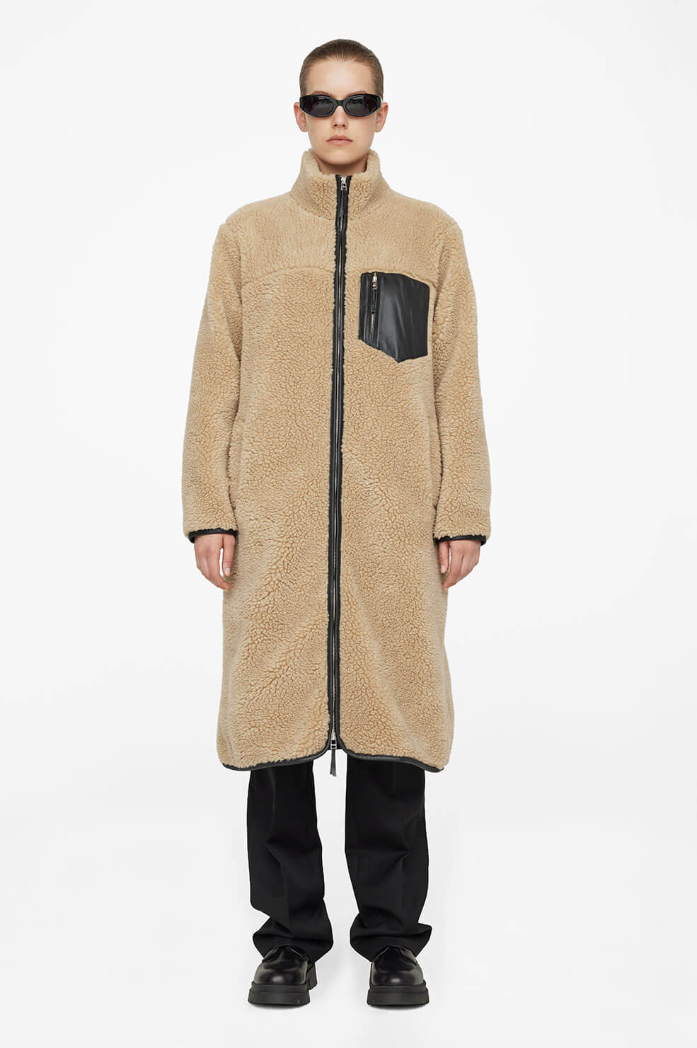 Anine Bing Ryder Teddy Coat in Camel