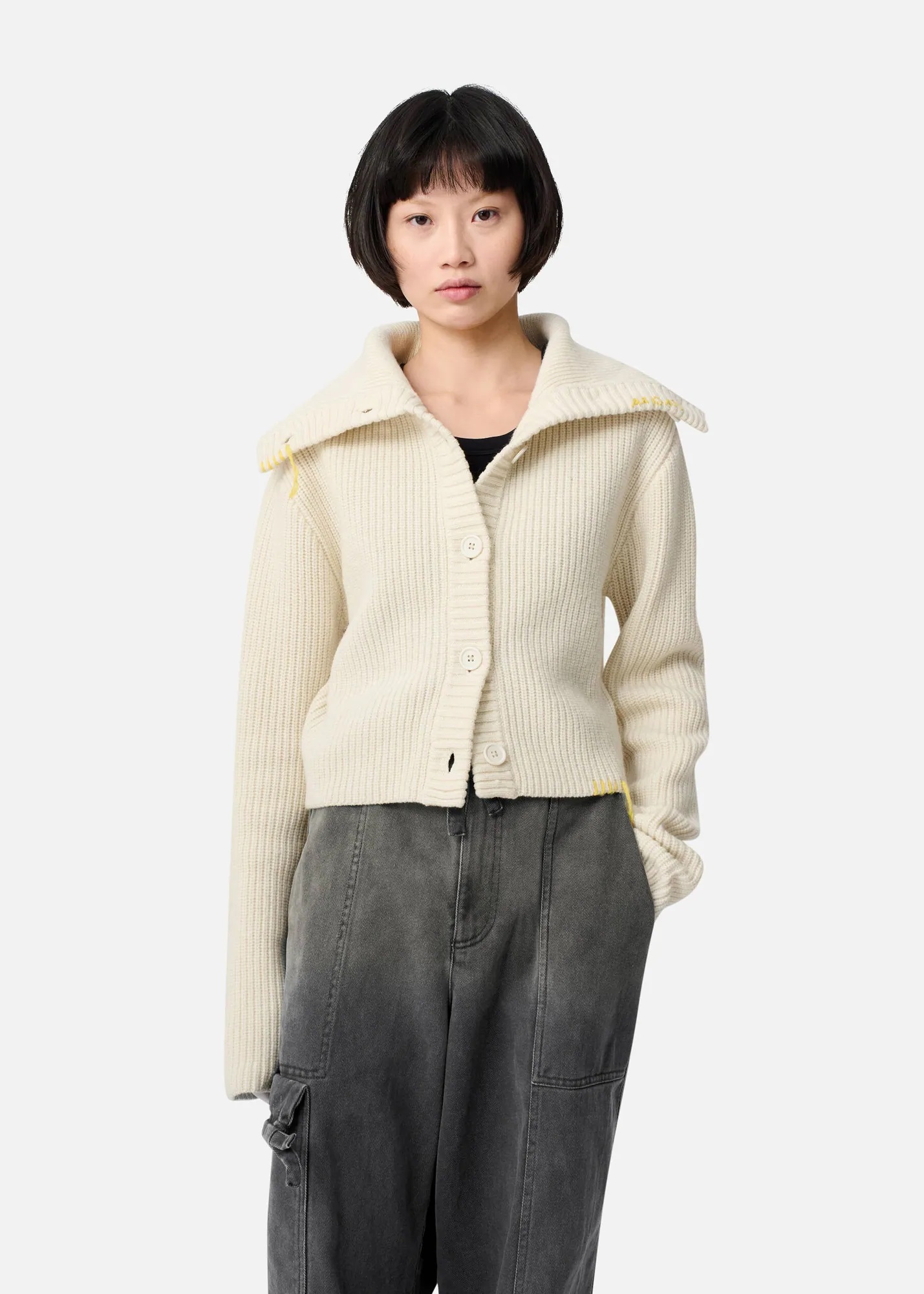 AXEL ARIGATO Heavy Knit Cardigan in Creme