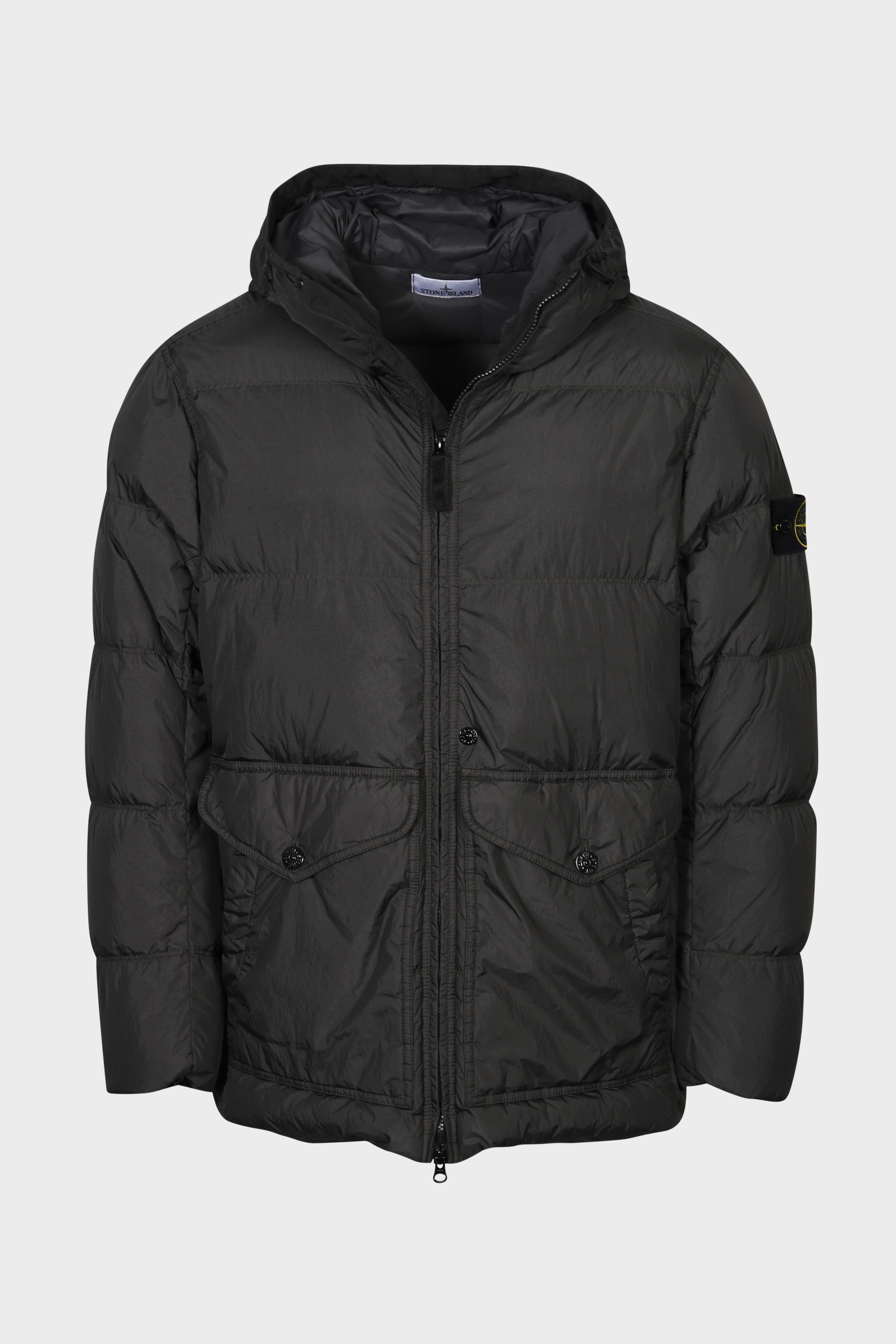 STONE ISLAND Garment Dyed Crinkle Reps Hooded Down Jacket in Dark 