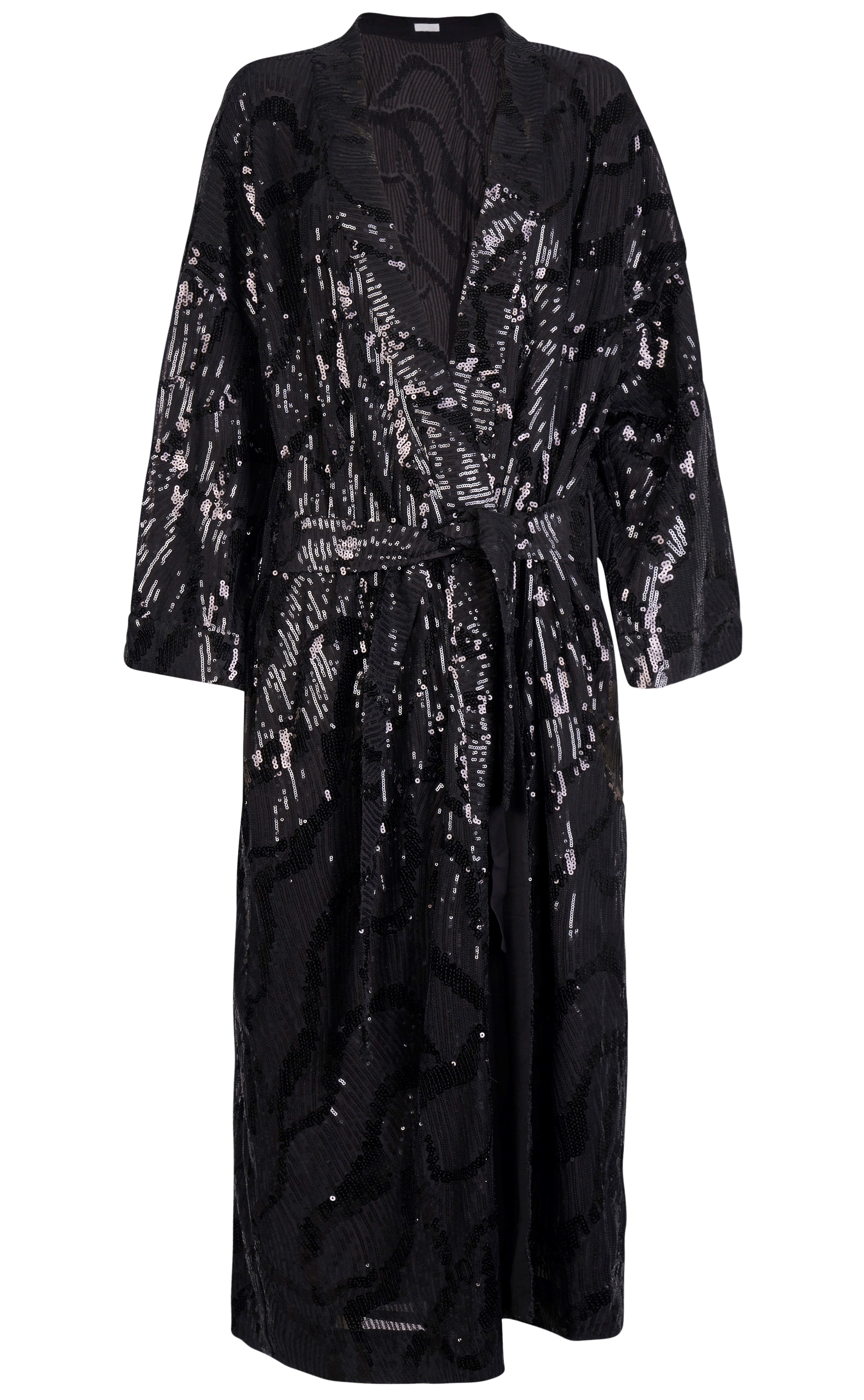 Lala Berlin Kimono Kairi in Black Sequin Embroidery XS