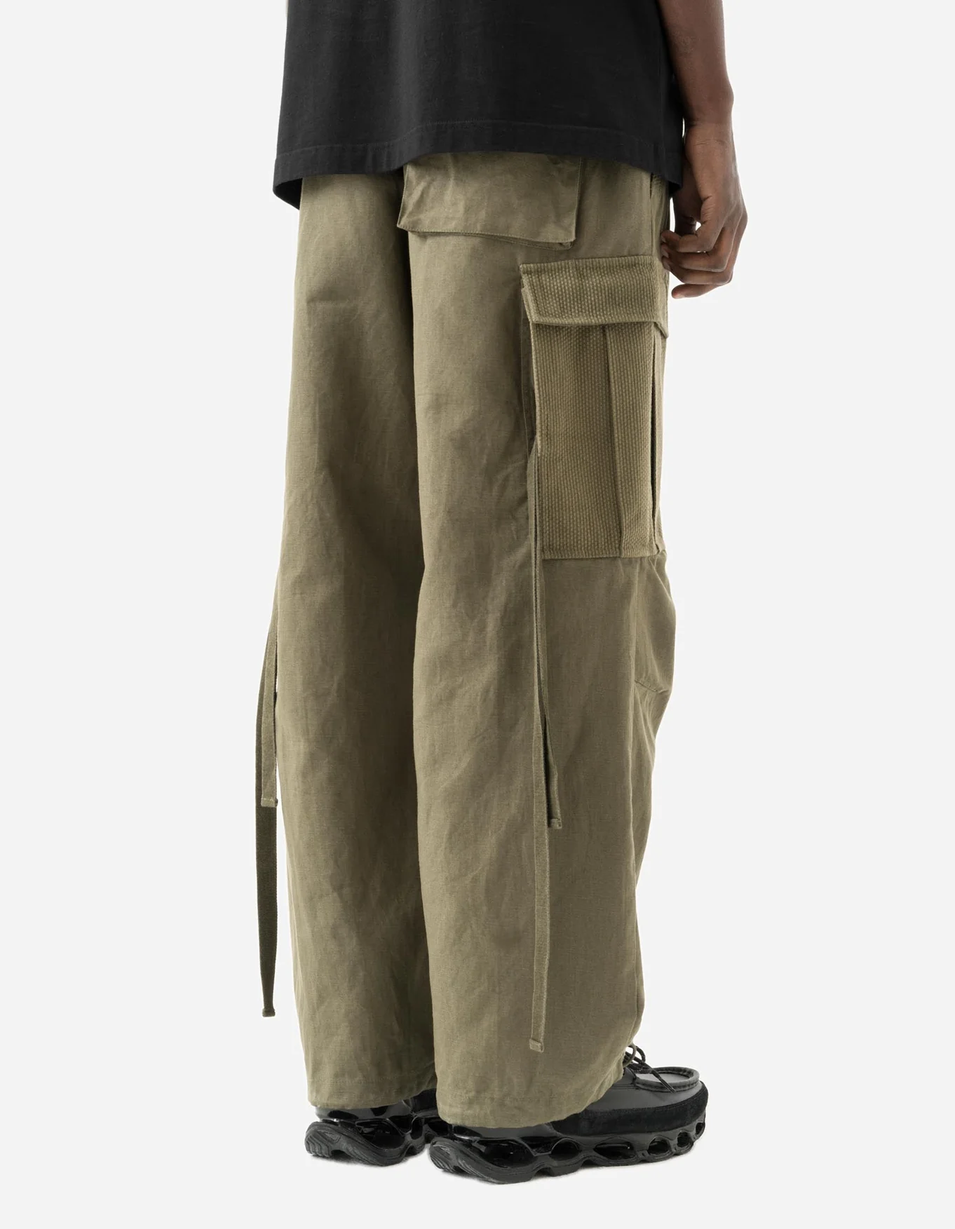 MAHARISHI 7110 Hemp Utility Cargo Track Pants in Olive